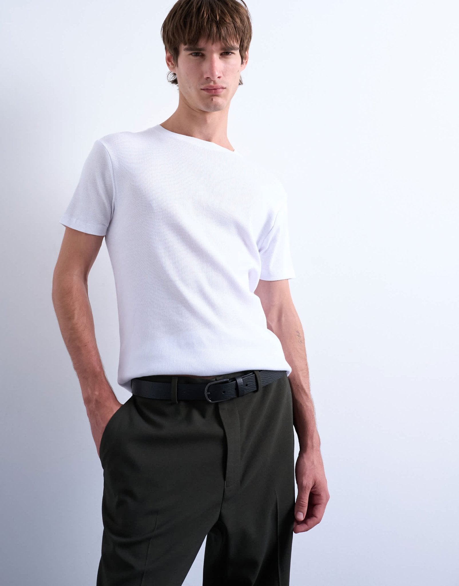 Topman skinny fit ribbed t-shirt in white - ASOS Sample Sale