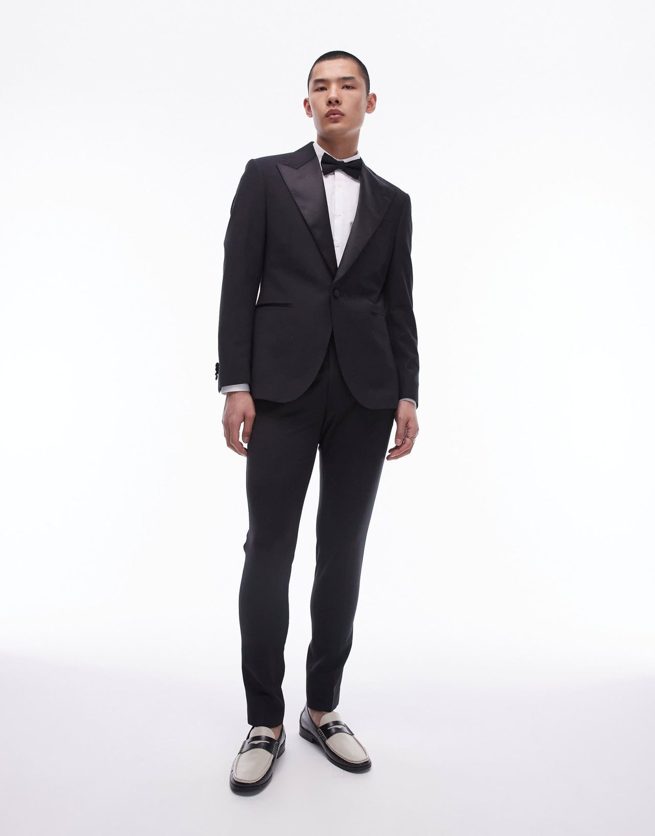 Topman skinny premium wool rich tux jacket in black - ASOS Sample Sale