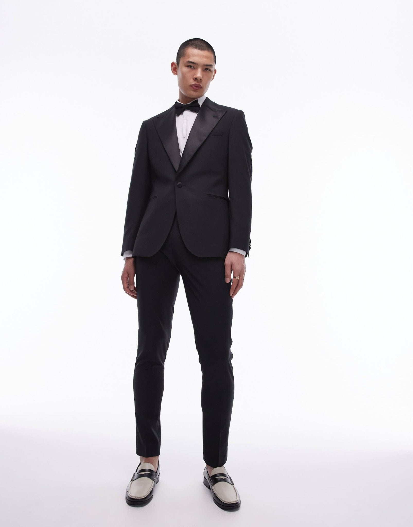 Topman skinny premium wool rich tux trousers in black - ASOS Sample Sale