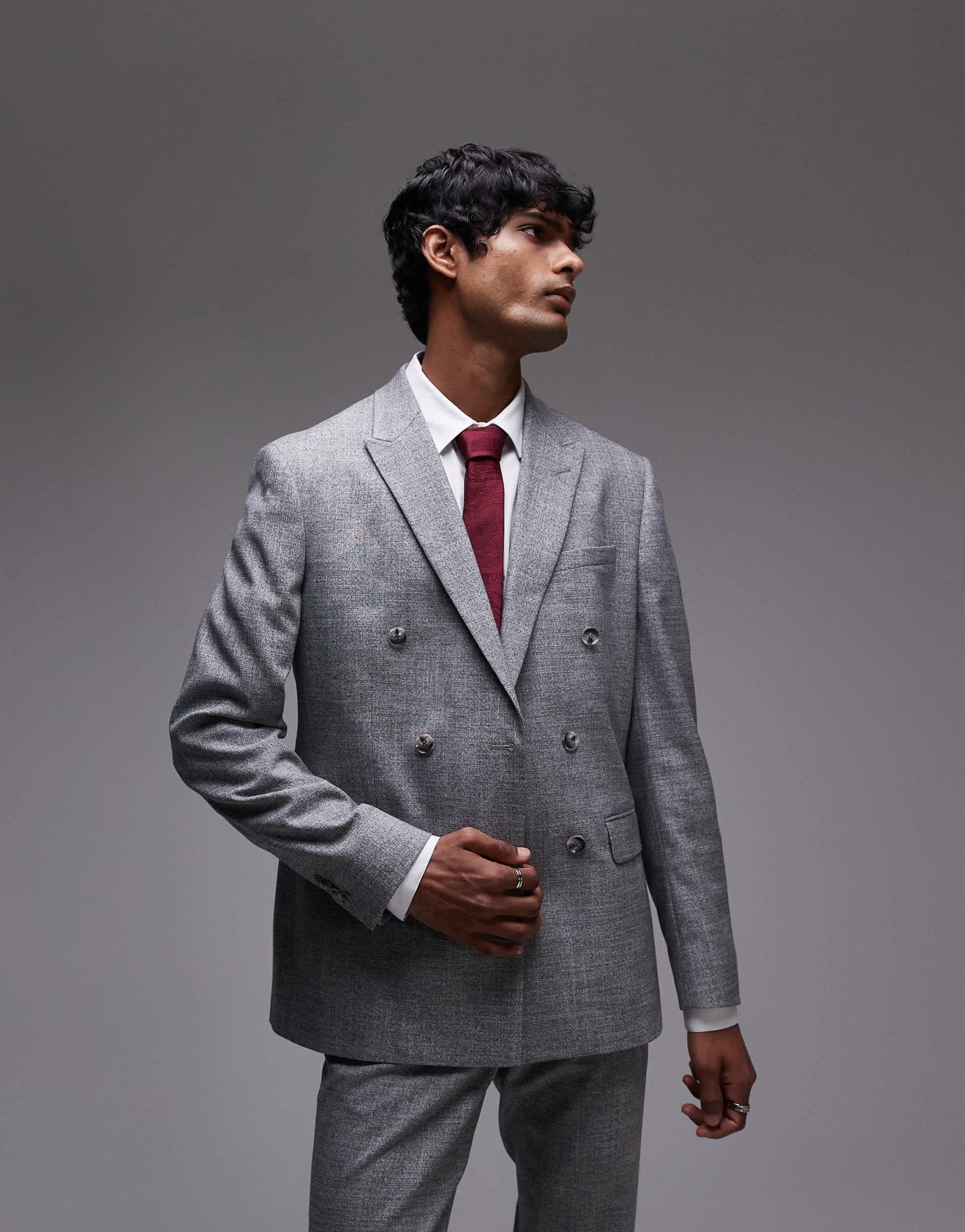 Topman skinny textured suit jacket in grey - ASOS Sample Sale