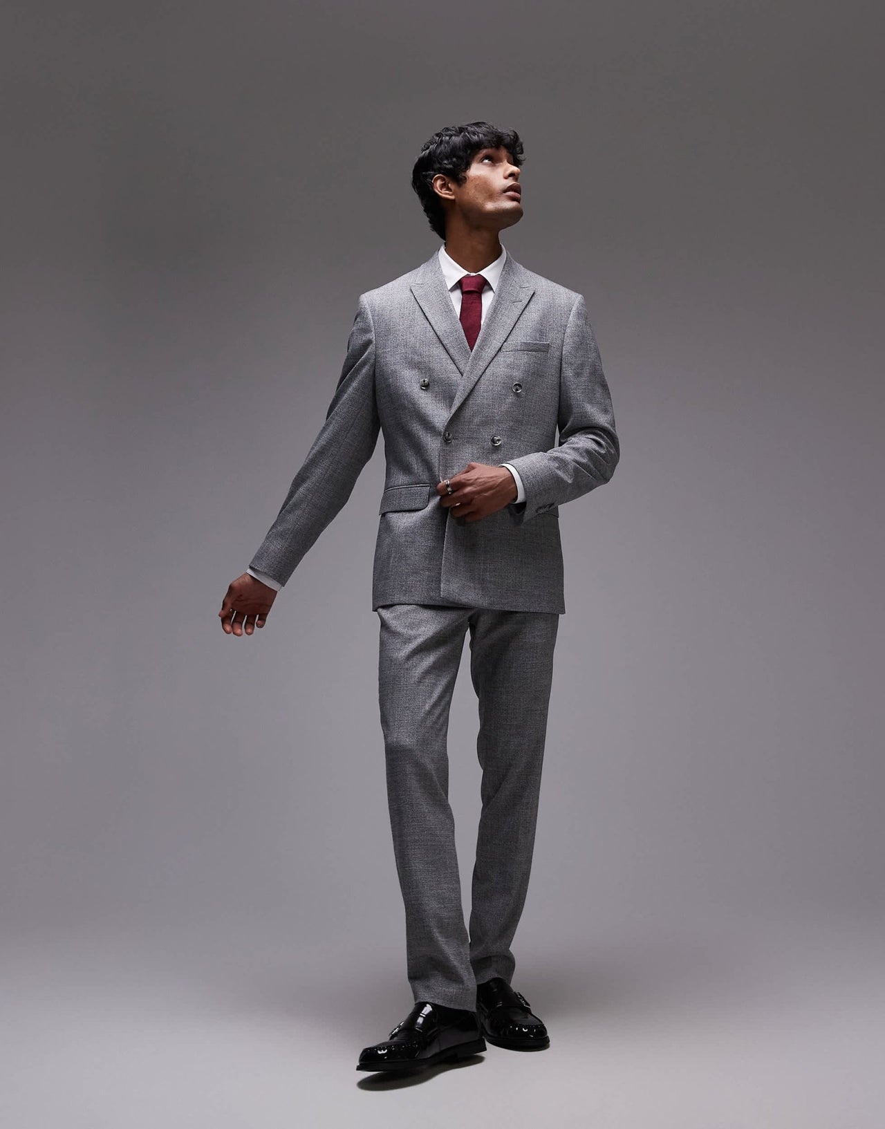 Topman skinny textured suit jacket in grey - ASOS Sample Sale