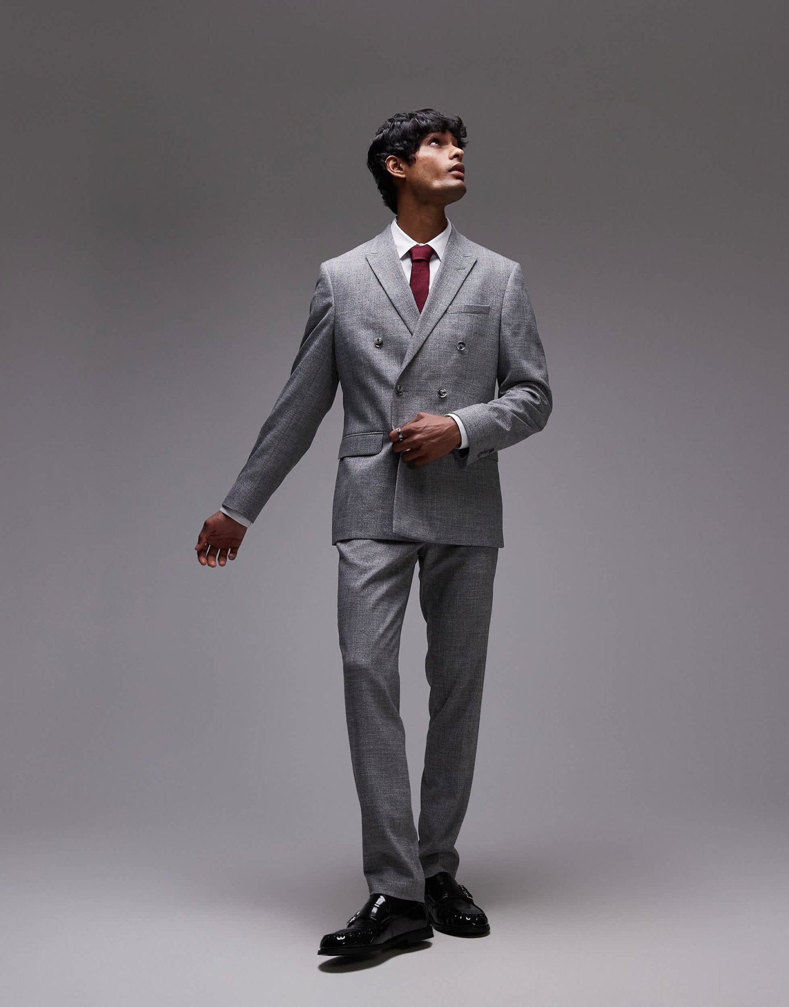 Topman skinny textured suit jacket in grey - ASOS Sample Sale
