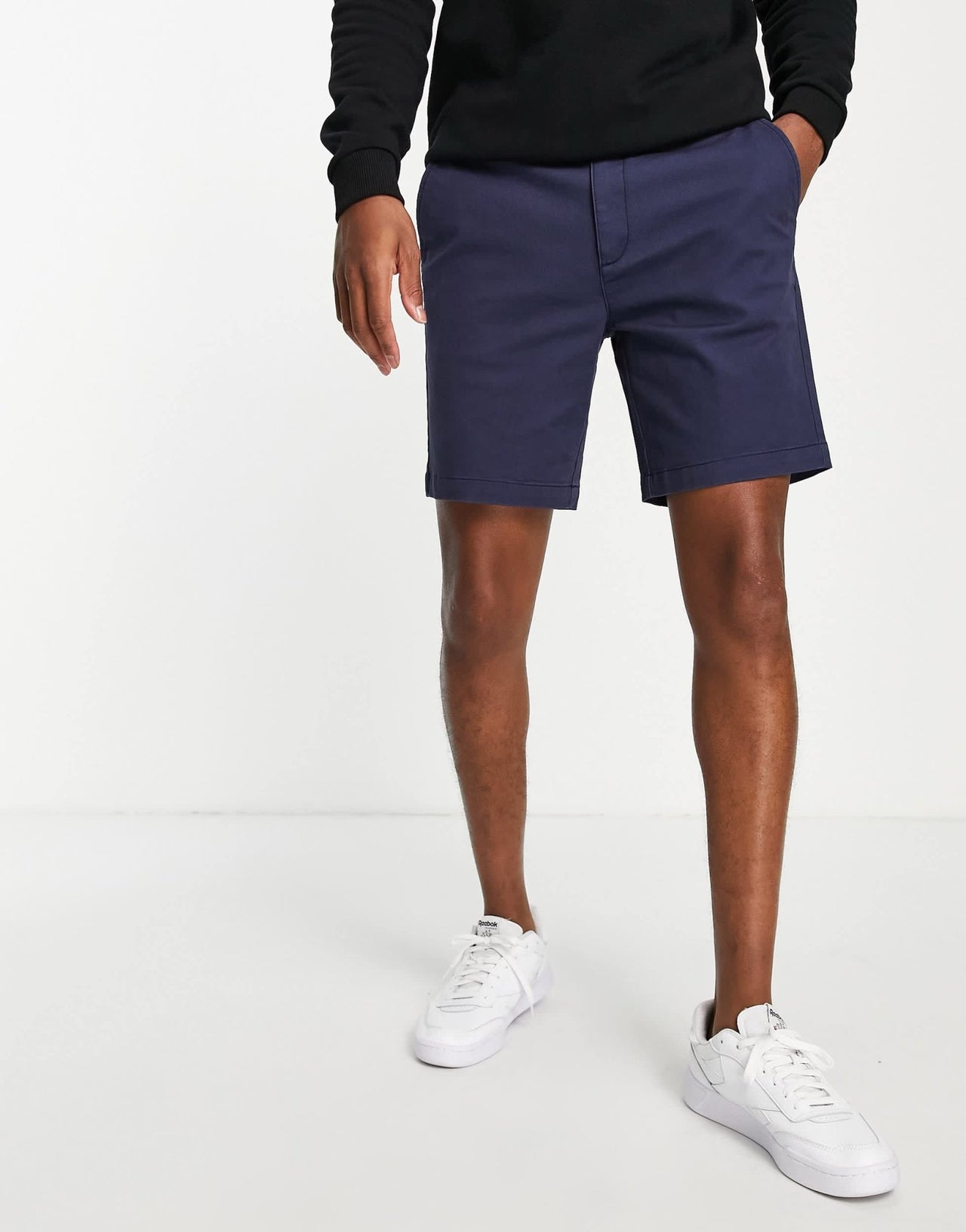 Topman slim chino short in navy - ASOS Sample Sale