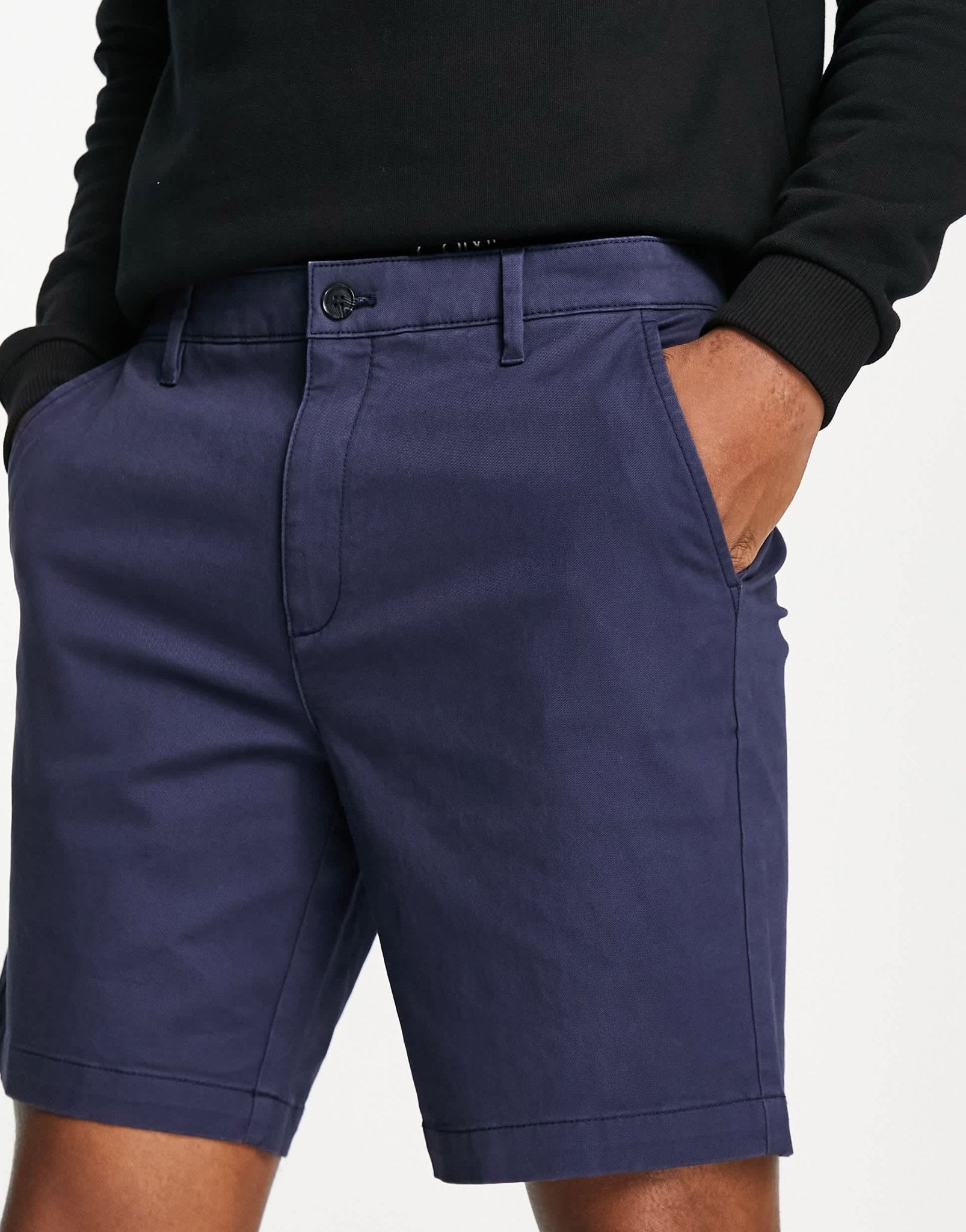 Topman slim chino short in navy - ASOS Sample Sale