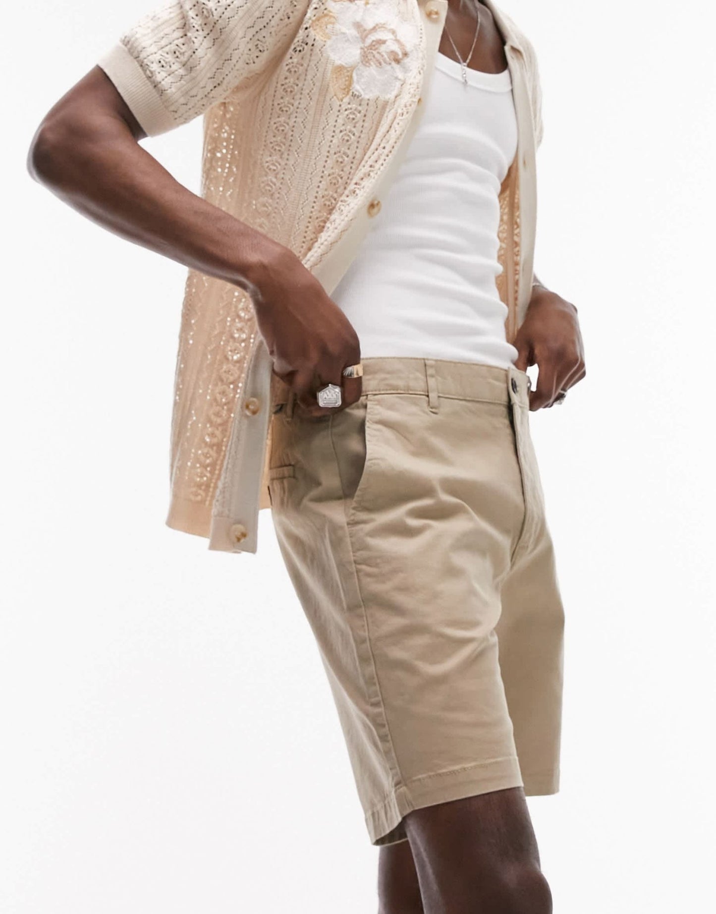 Topman slim chino short in stone - ASOS Sample Sale