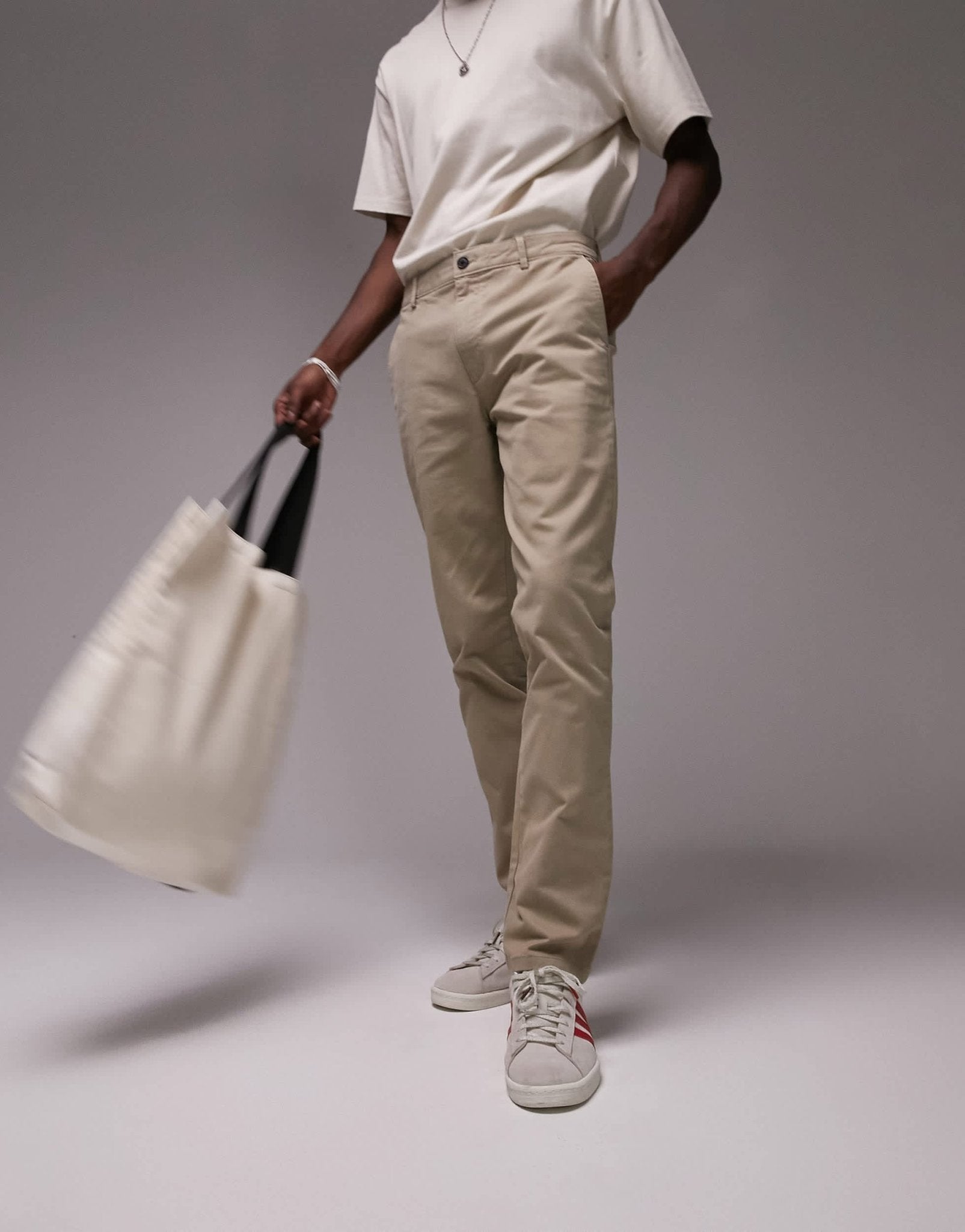 Topman slim chino trousers in stone - ASOS Sample Sale