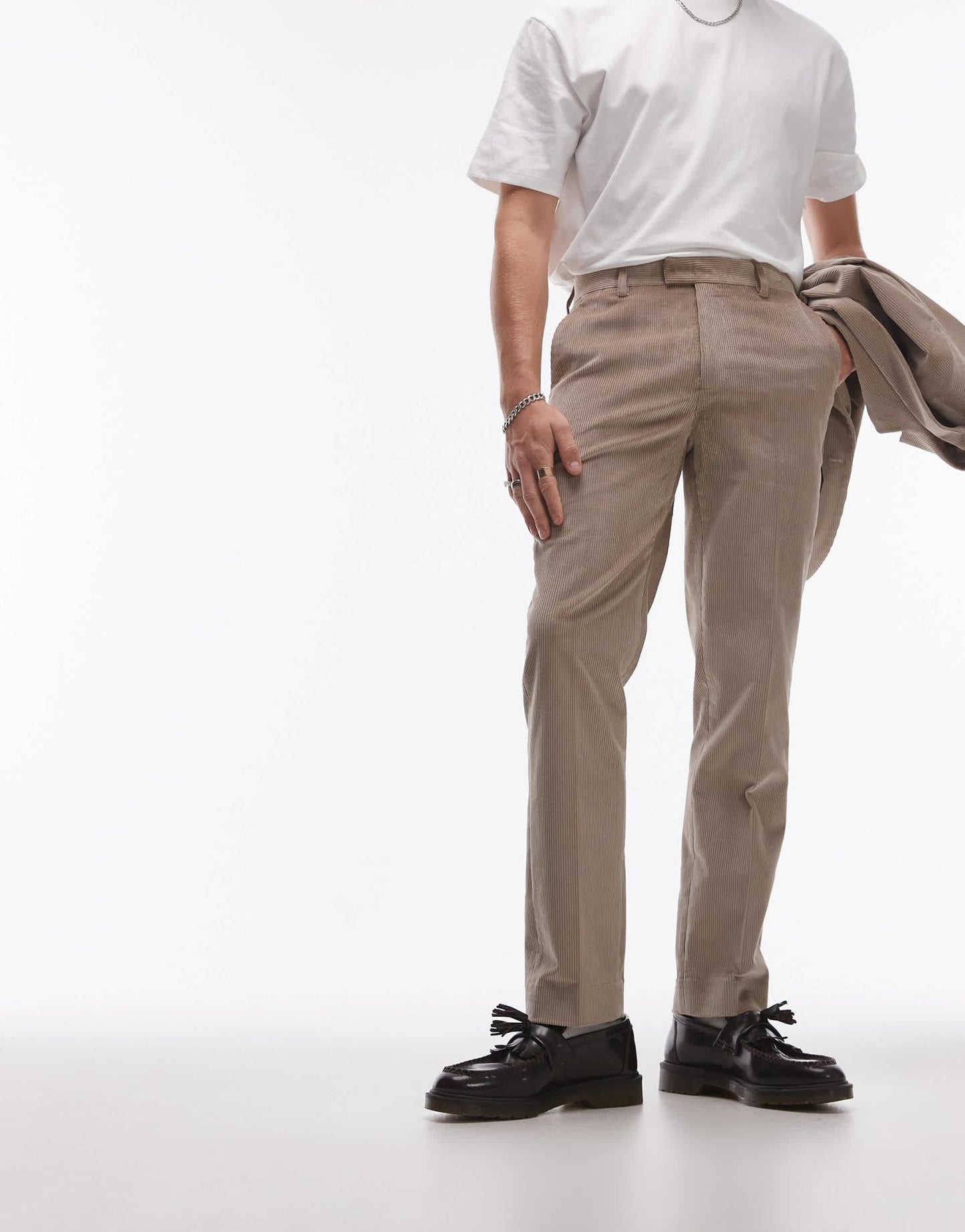 Topman slim cord suit trouser in stone - ASOS Sample Sale