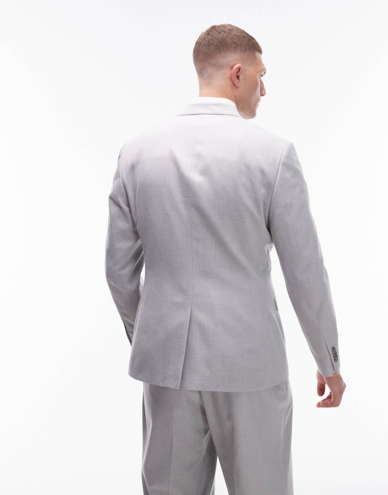 Topman slim linen blend suit jacket in grey - ASOS Sample Sale