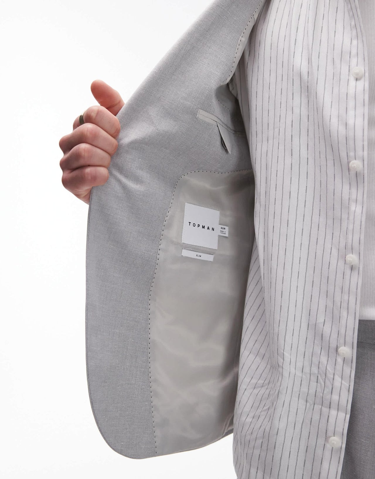 Topman slim linen blend suit jacket in grey - ASOS Sample Sale