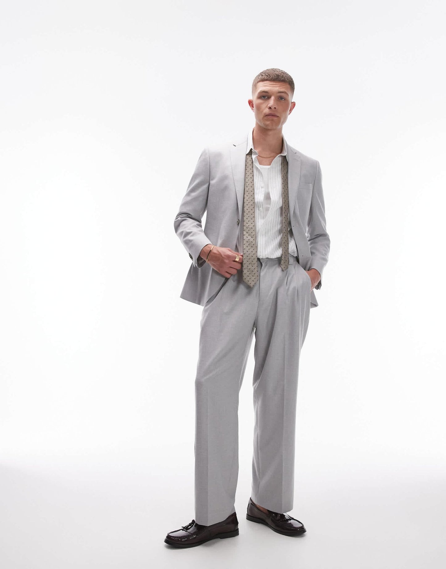 Topman slim linen blend suit jacket in grey - ASOS Sample Sale