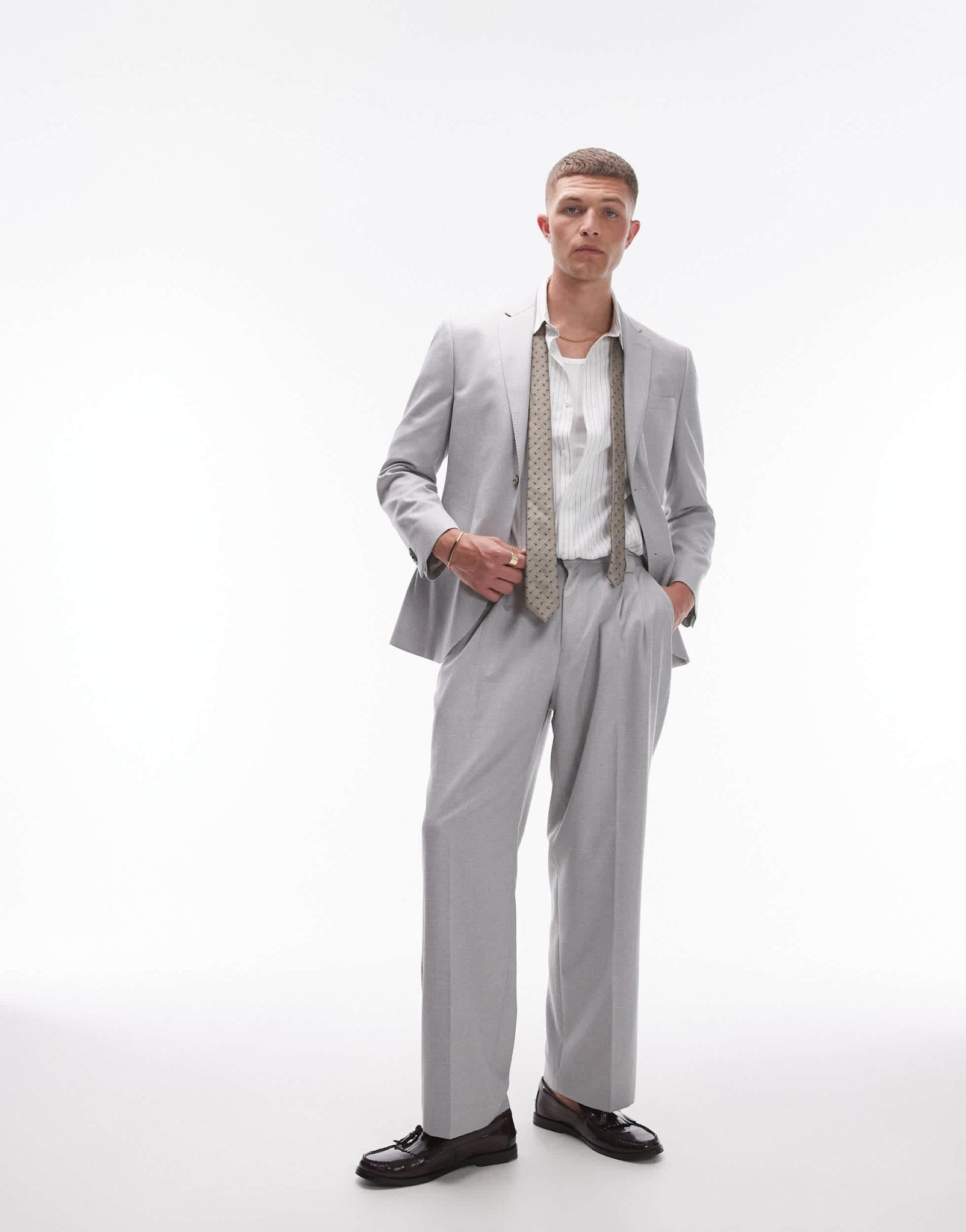 Topman slim linen blend suit jacket in grey - ASOS Sample Sale