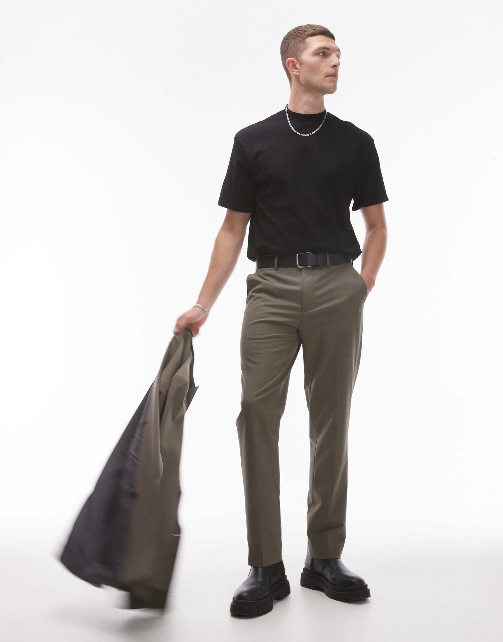 Topman slim suit trousers in khaki - ASOS Sample Sale