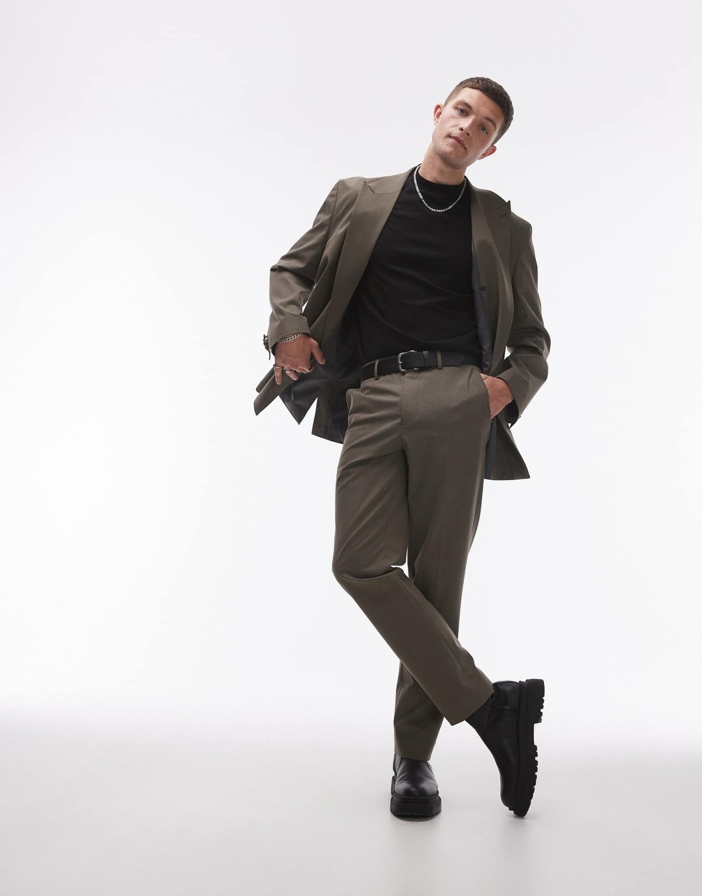 Topman slim suit trousers in khaki - ASOS Sample Sale