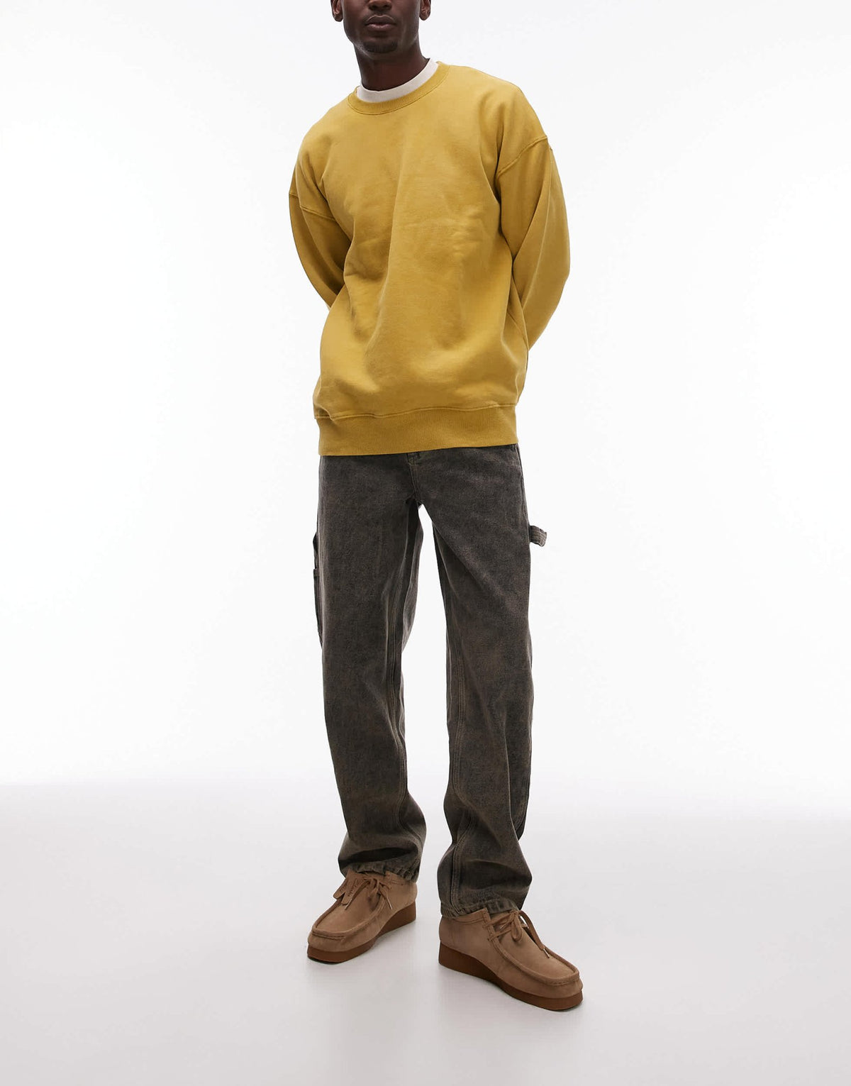 Topman straight acid wash trousers in khaki - ASOS Sample Sale