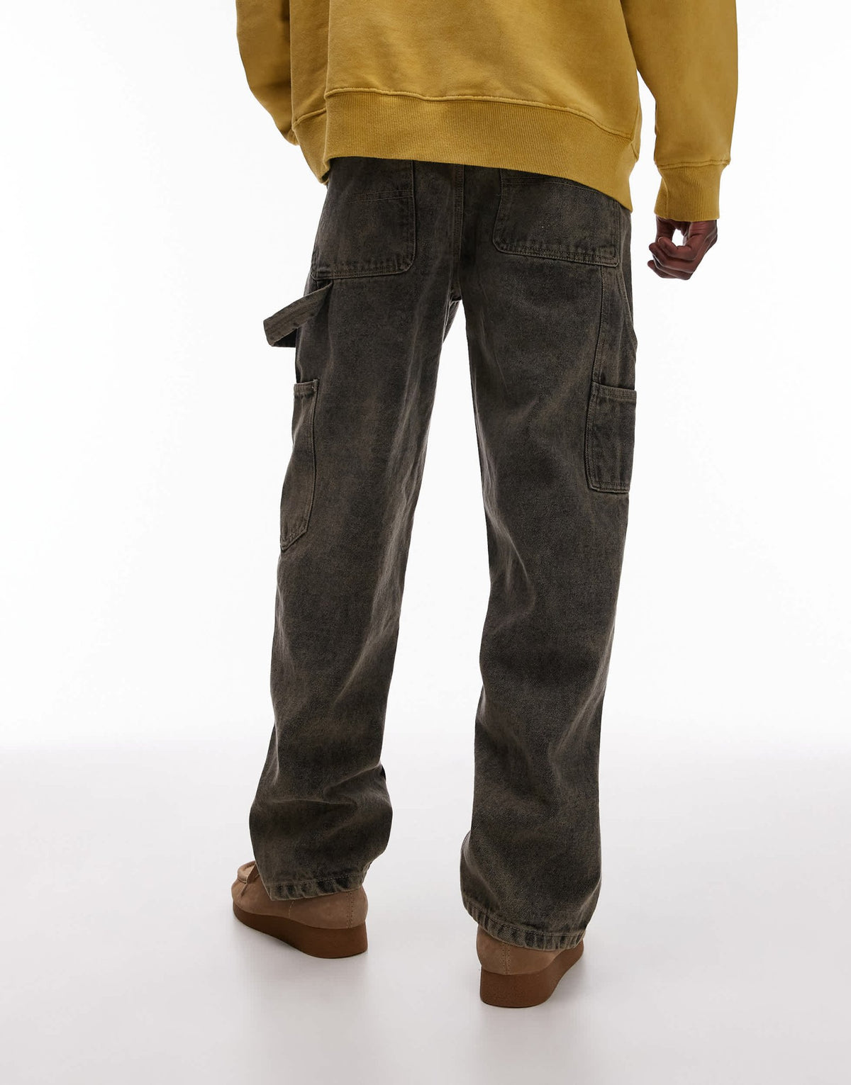 Topman straight acid wash trousers in khaki - ASOS Sample Sale