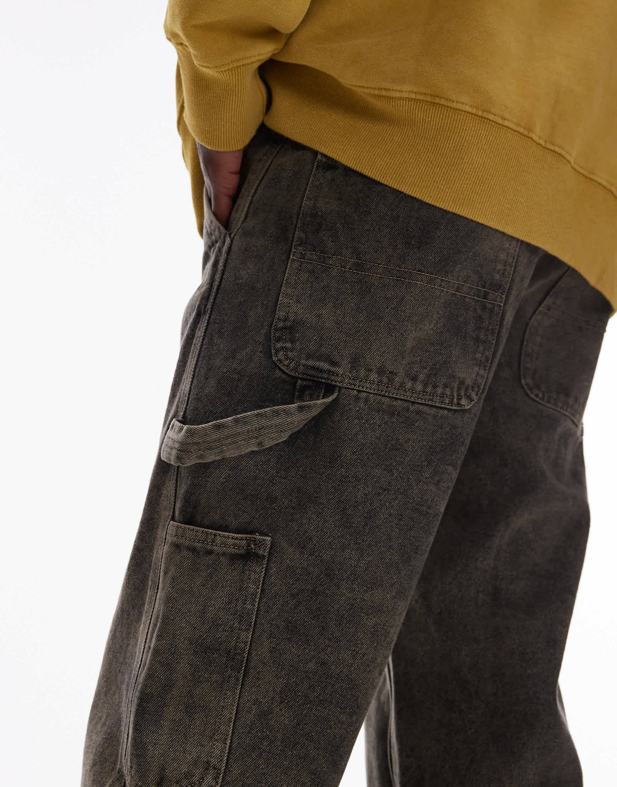 Topman straight acid wash trousers in khaki - ASOS Sample Sale