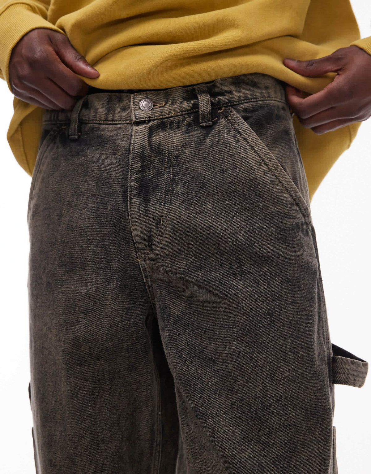 Topman straight acid wash trousers in khaki - ASOS Sample Sale