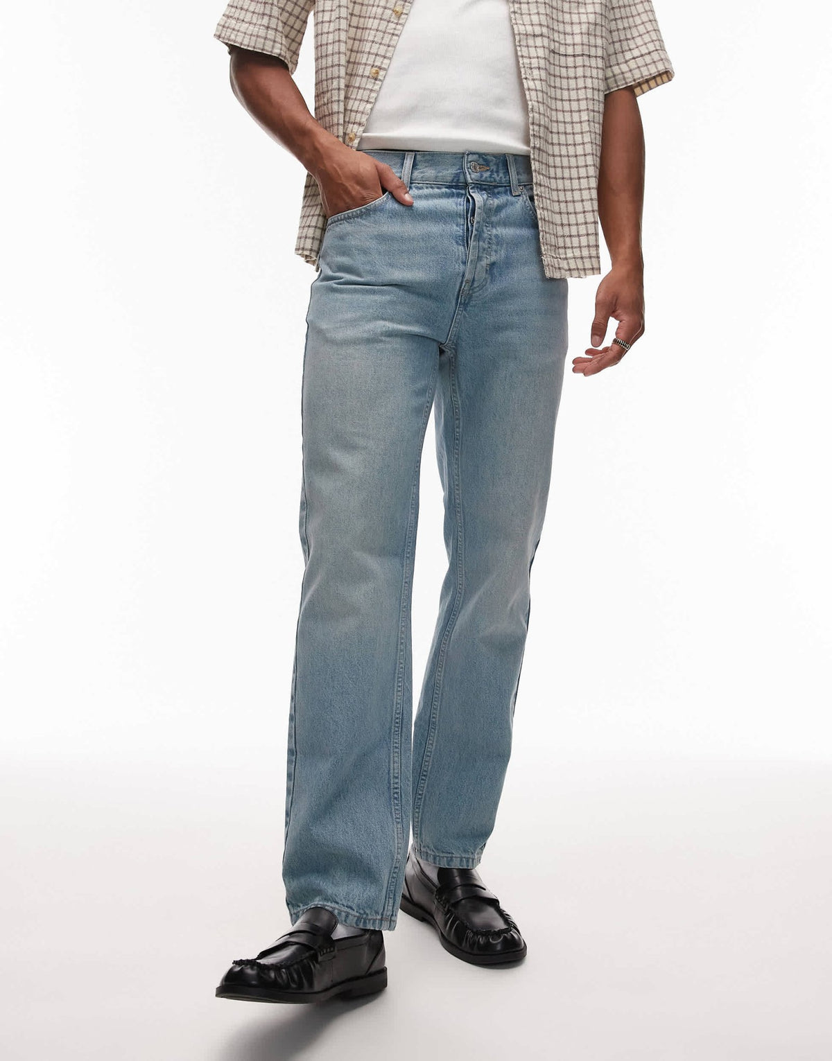 Topman straight leg jean in light wash - ASOS Sample Sale