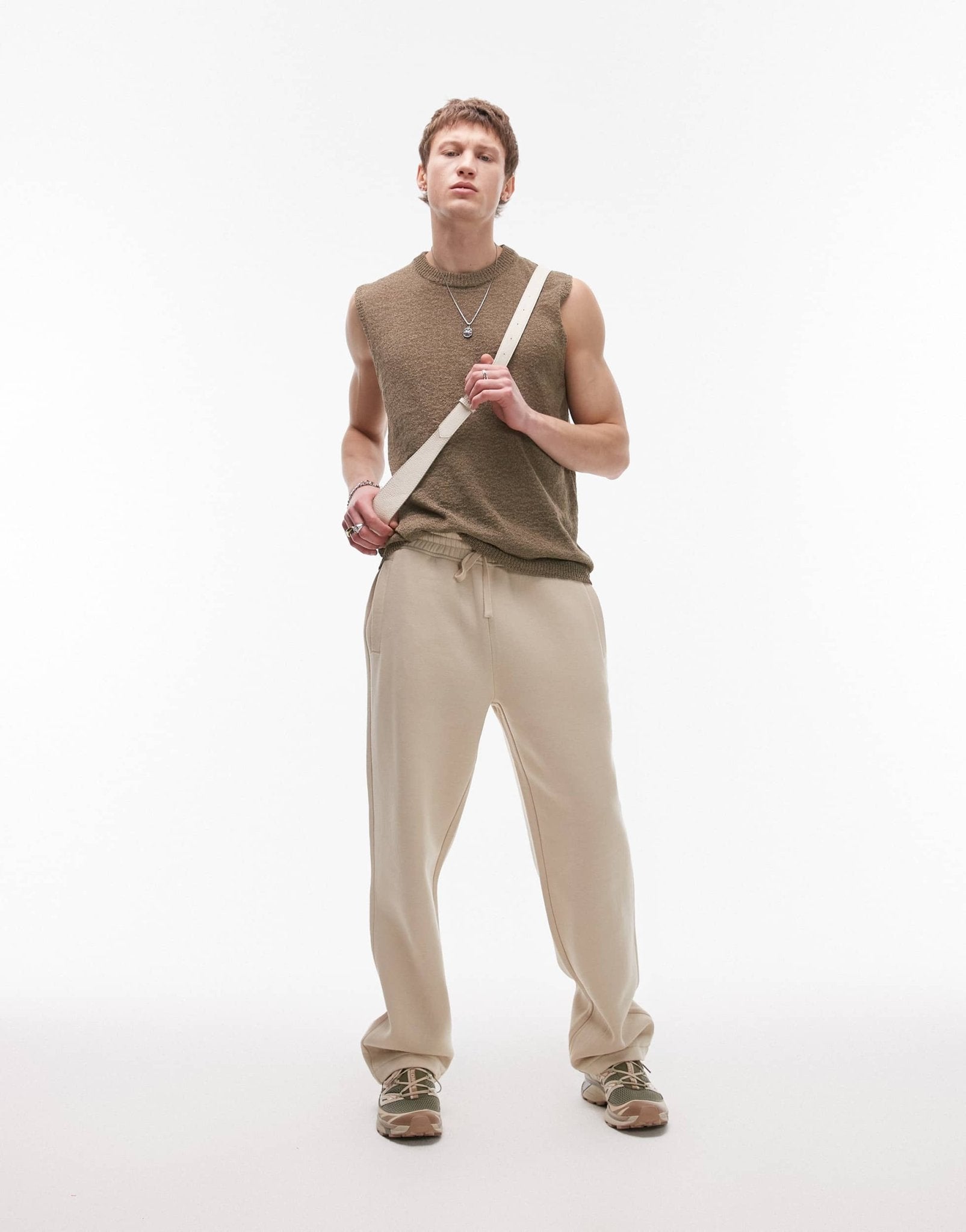 Topman straight leg jogger in stone - ASOS Sample Sale