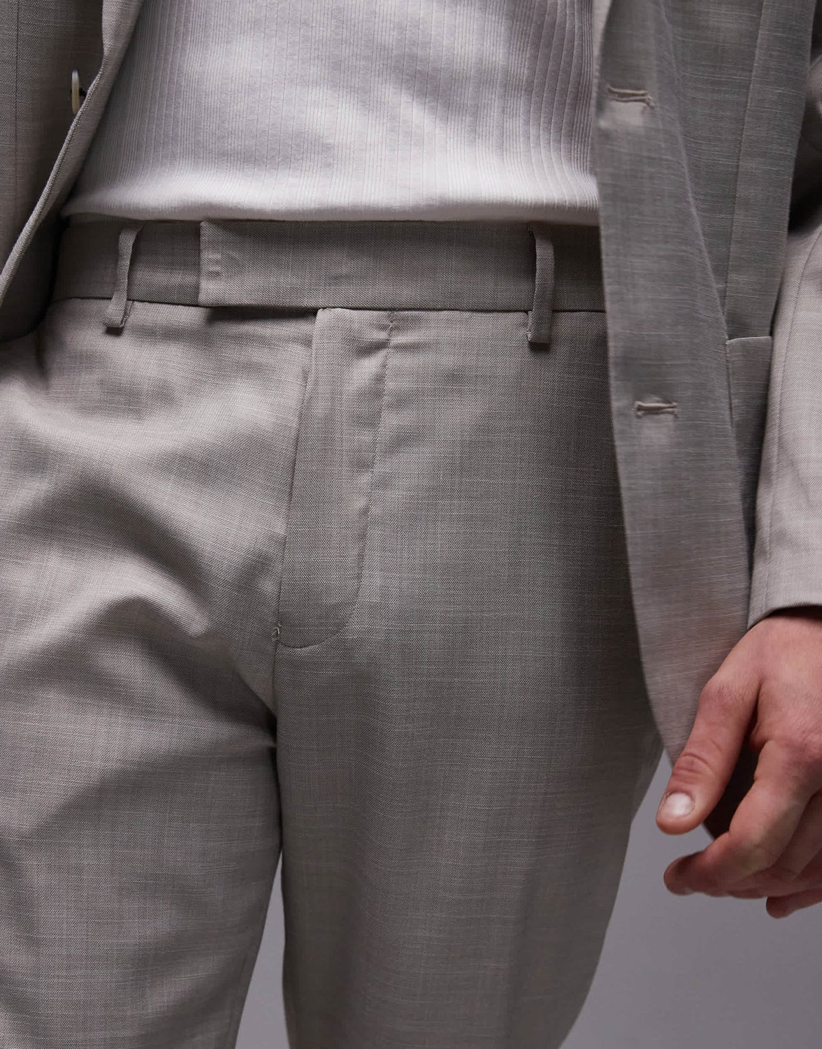 Topman straight suit trousers in stone - ASOS Sample Sale