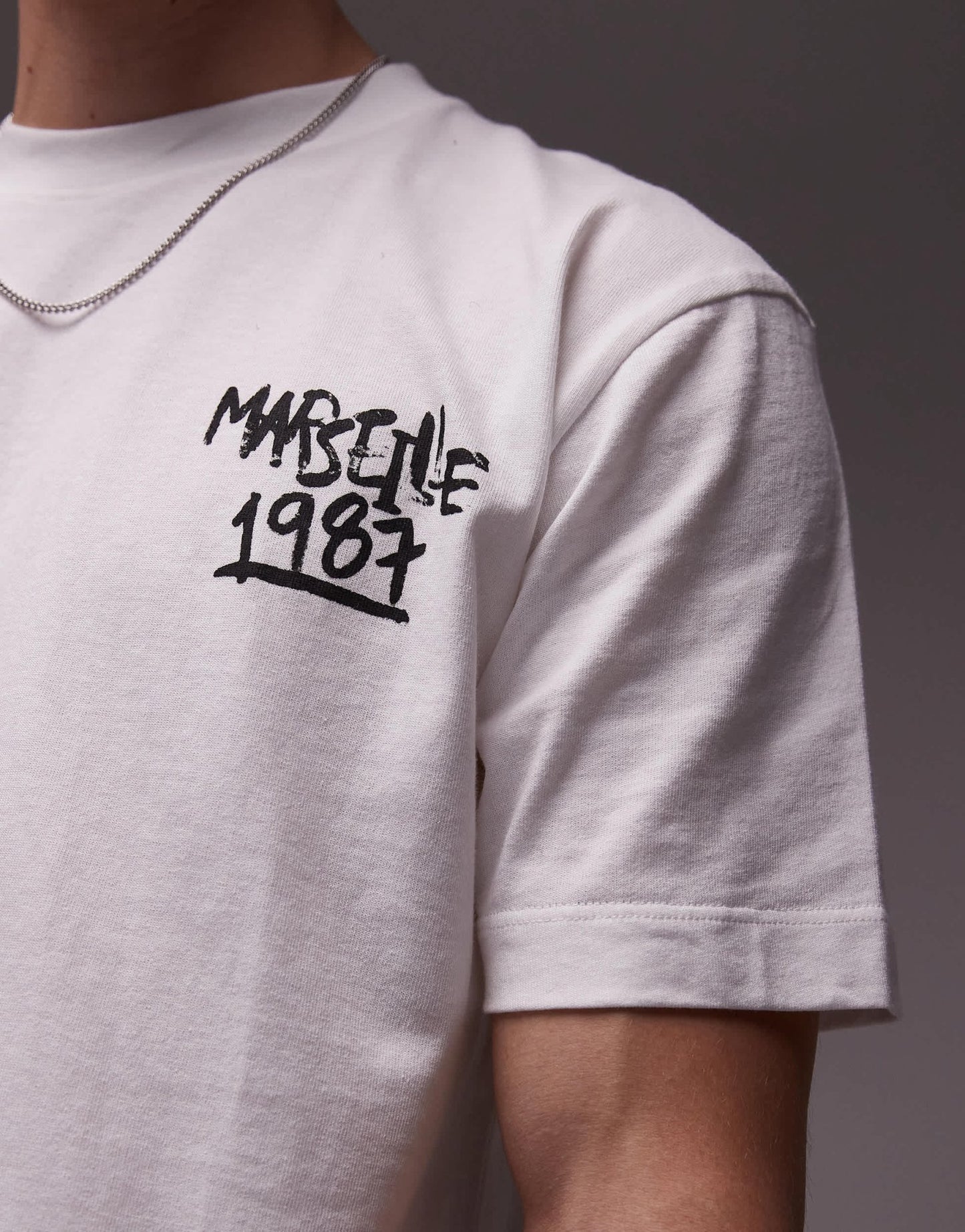 Topman t-shirt front and back Marseille print in white - ASOS Sample Sale