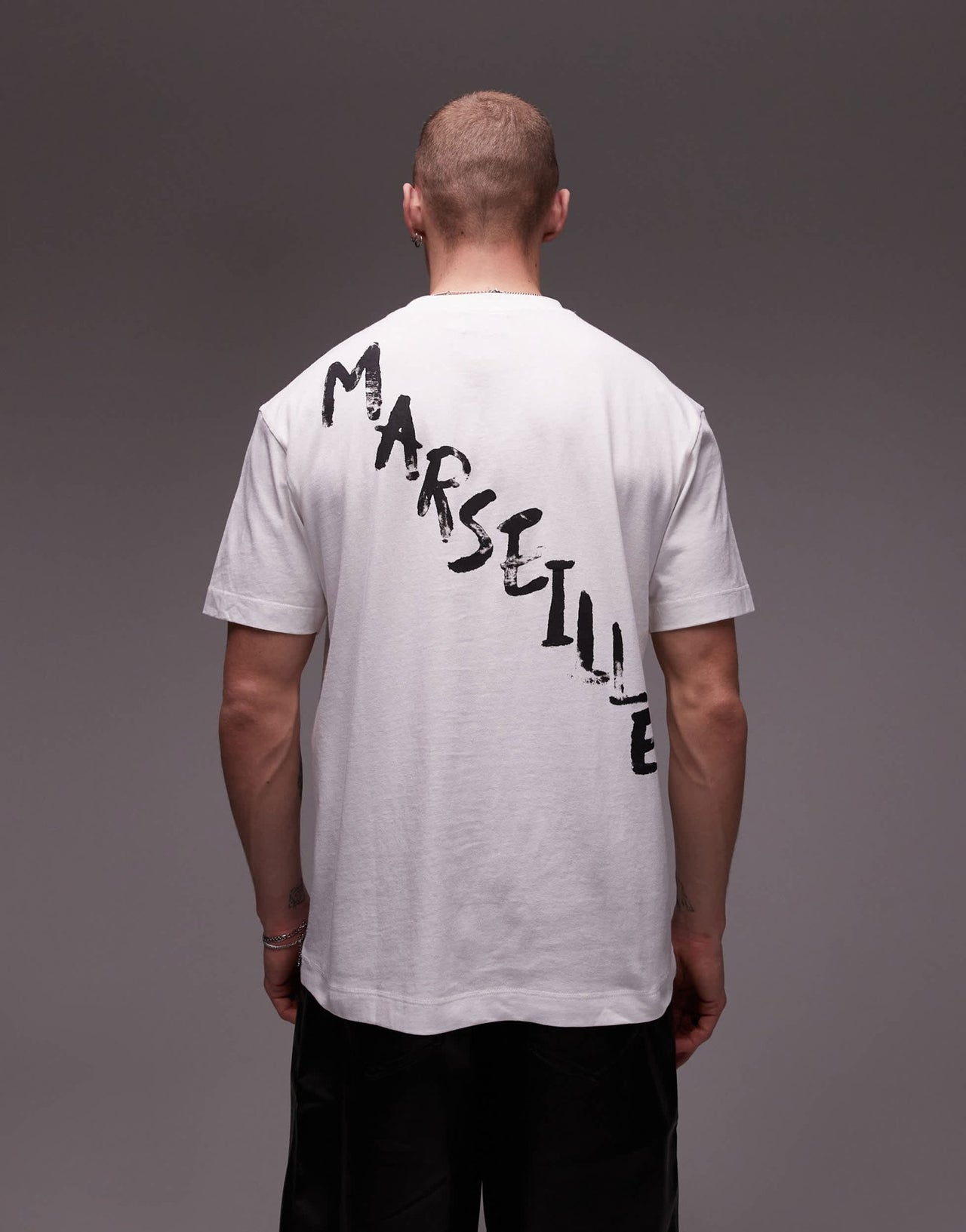 Topman t-shirt front and back Marseille print in white - ASOS Sample Sale