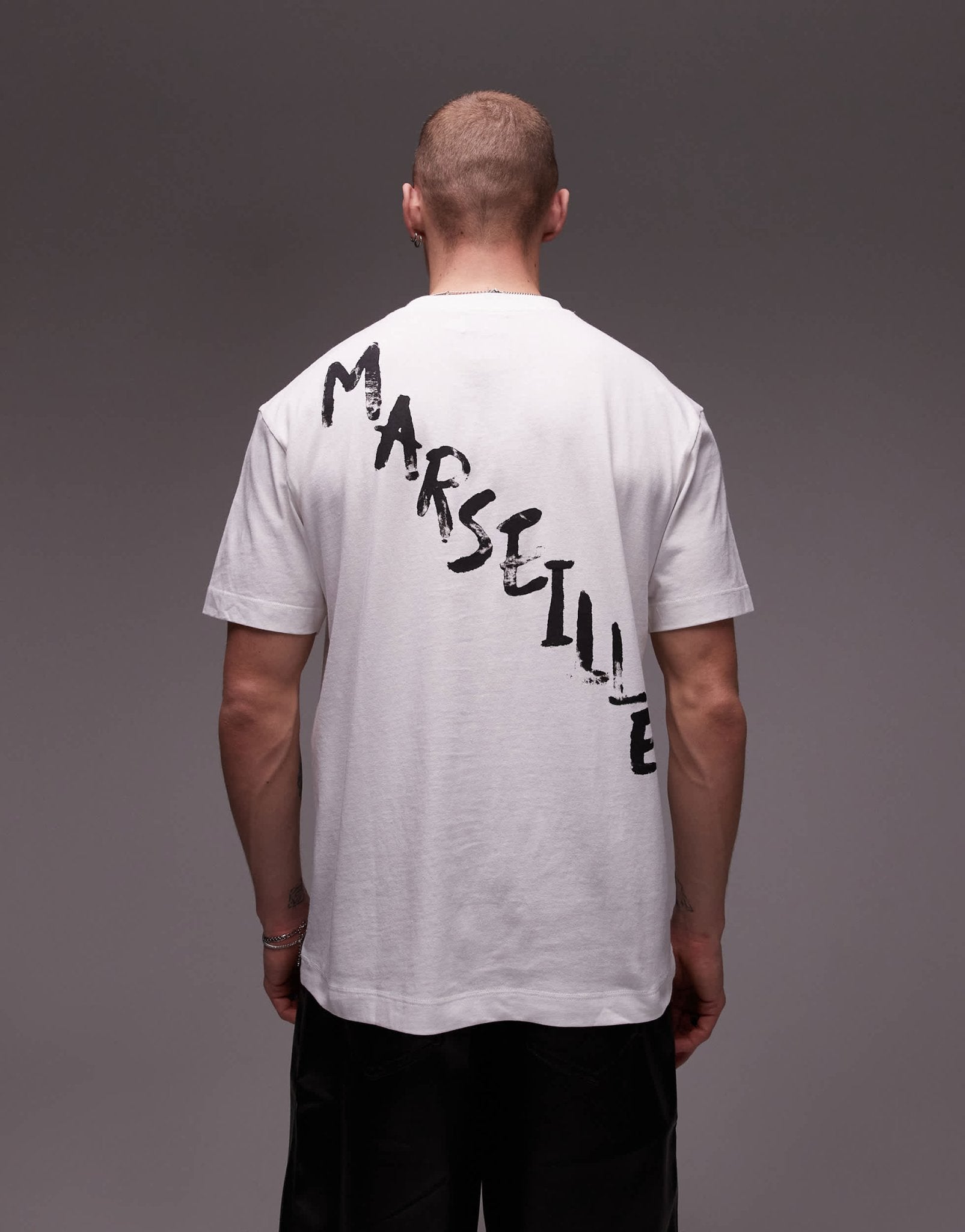 Topman t-shirt front and back Marseille print in white - ASOS Sample Sale