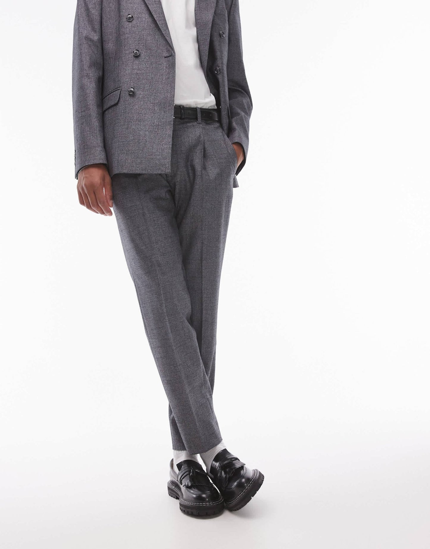 Topman taper cross hatch suit trouser in grey - ASOS Sample Sale