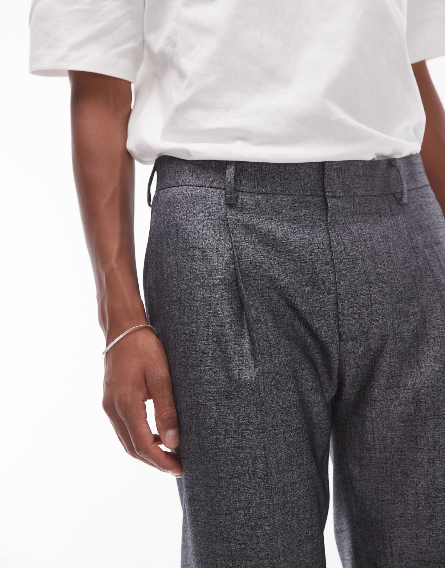 Topman taper cross hatch suit trouser in grey - ASOS Sample Sale