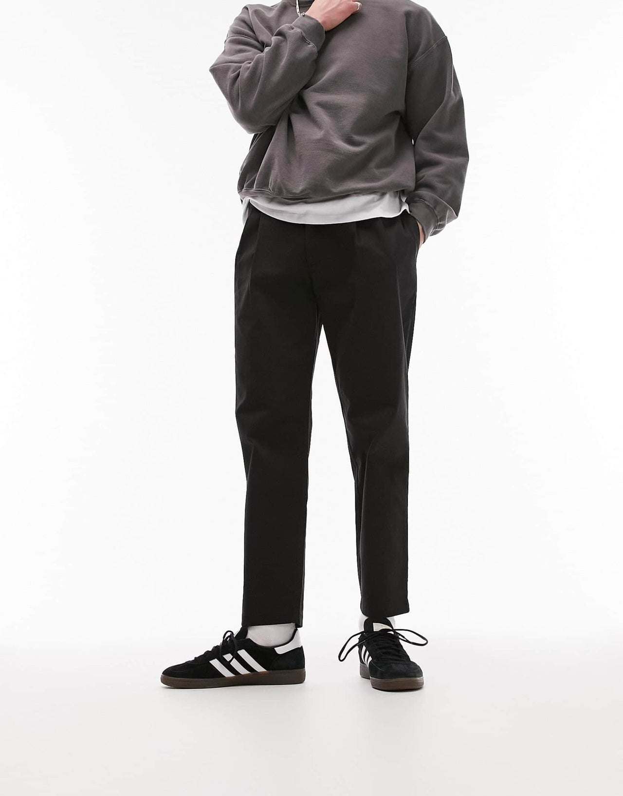 Topman tapered chino trousers in black - ASOS Sample Sale