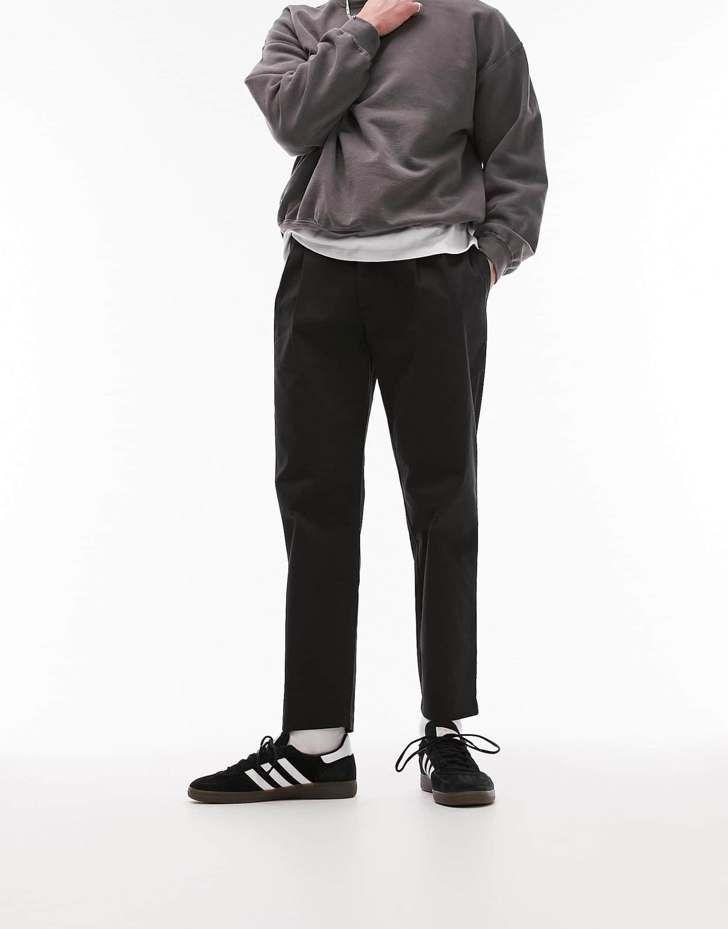 Topman tapered chino trousers in black - ASOS Sample Sale