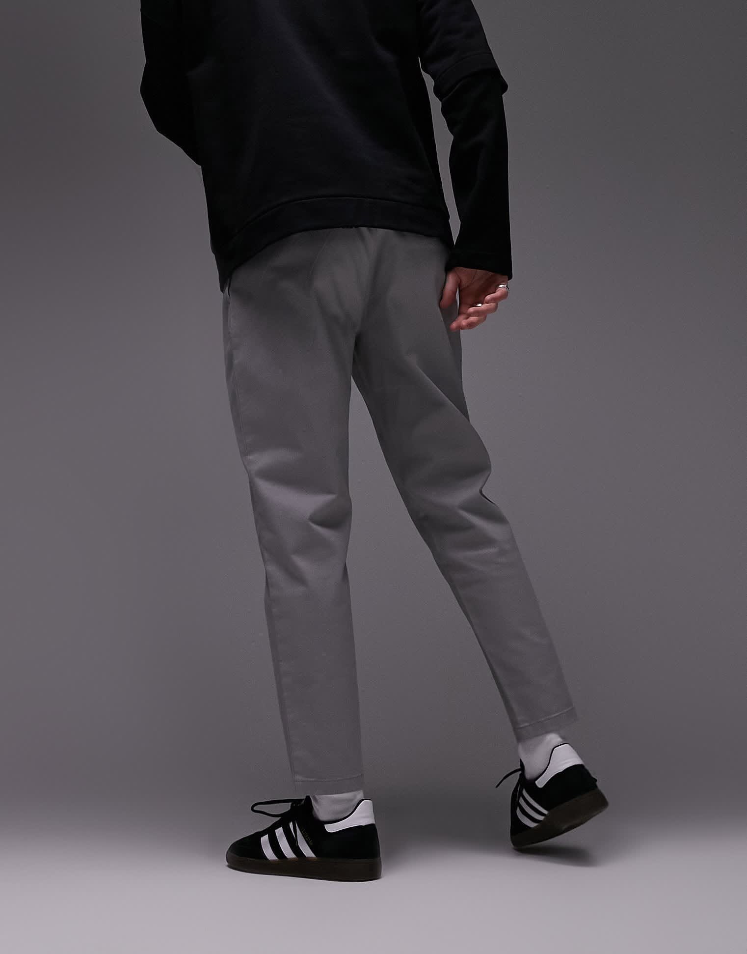 Topman tapered chino trousers in grey - ASOS Sample Sale