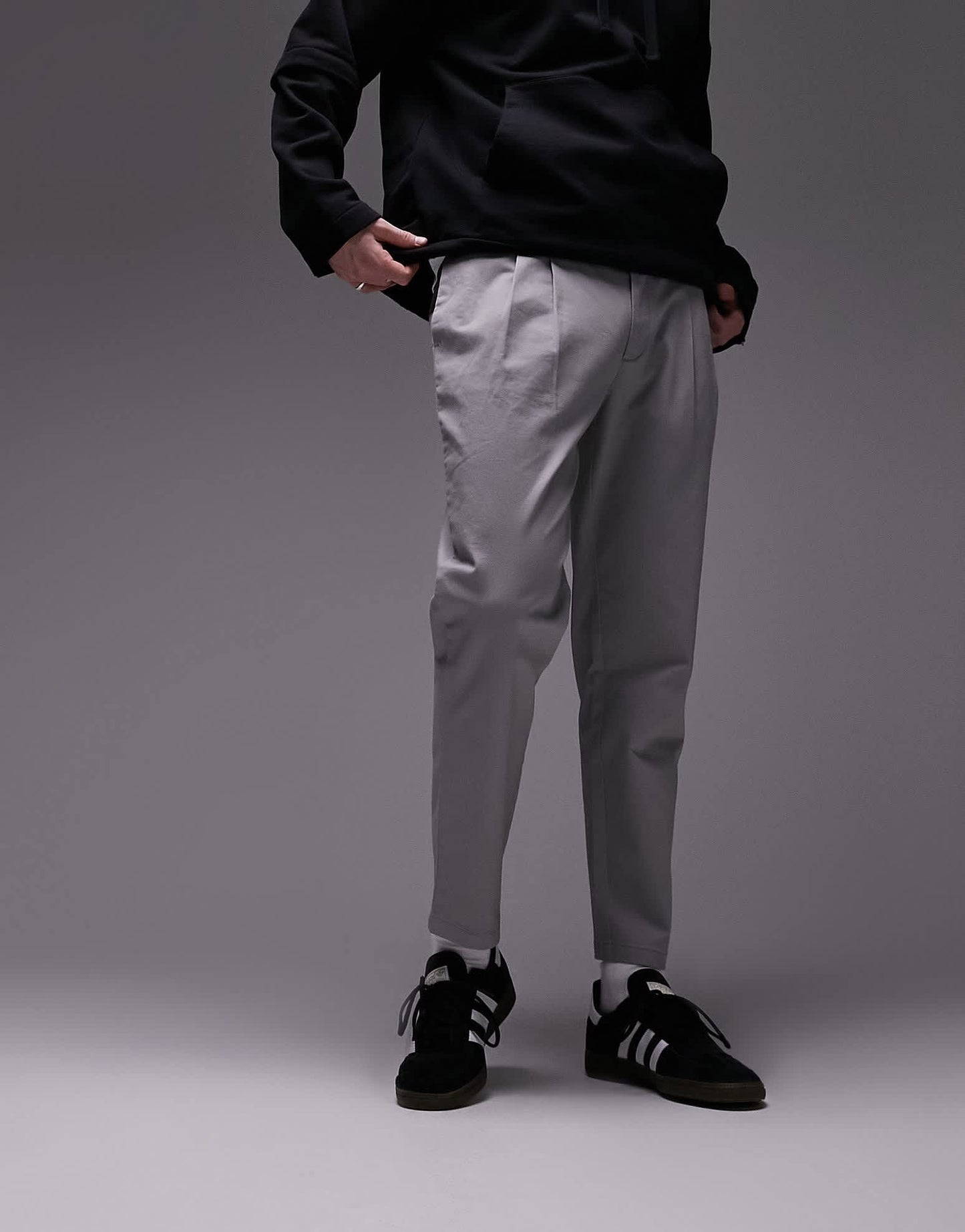 Topman tapered chino trousers in grey - ASOS Sample Sale