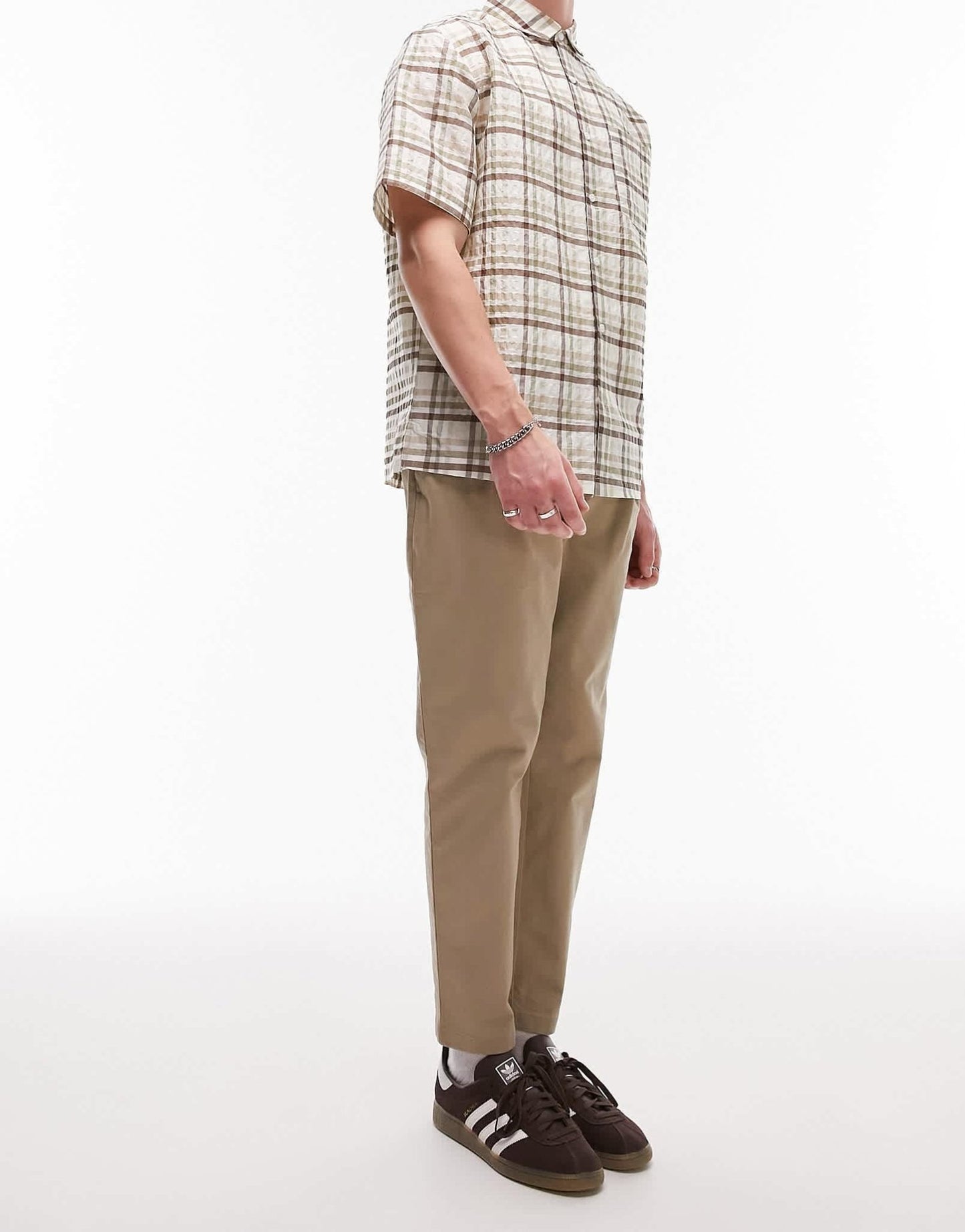 Topman tapered chino trousers in stone - ASOS Sample Sale