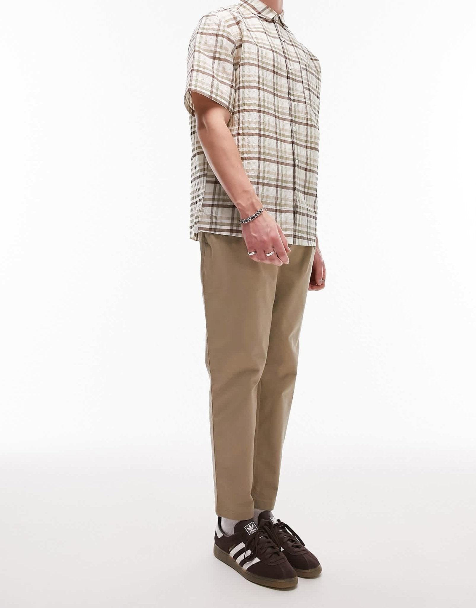 Topman tapered chino trousers in stone - ASOS Sample Sale
