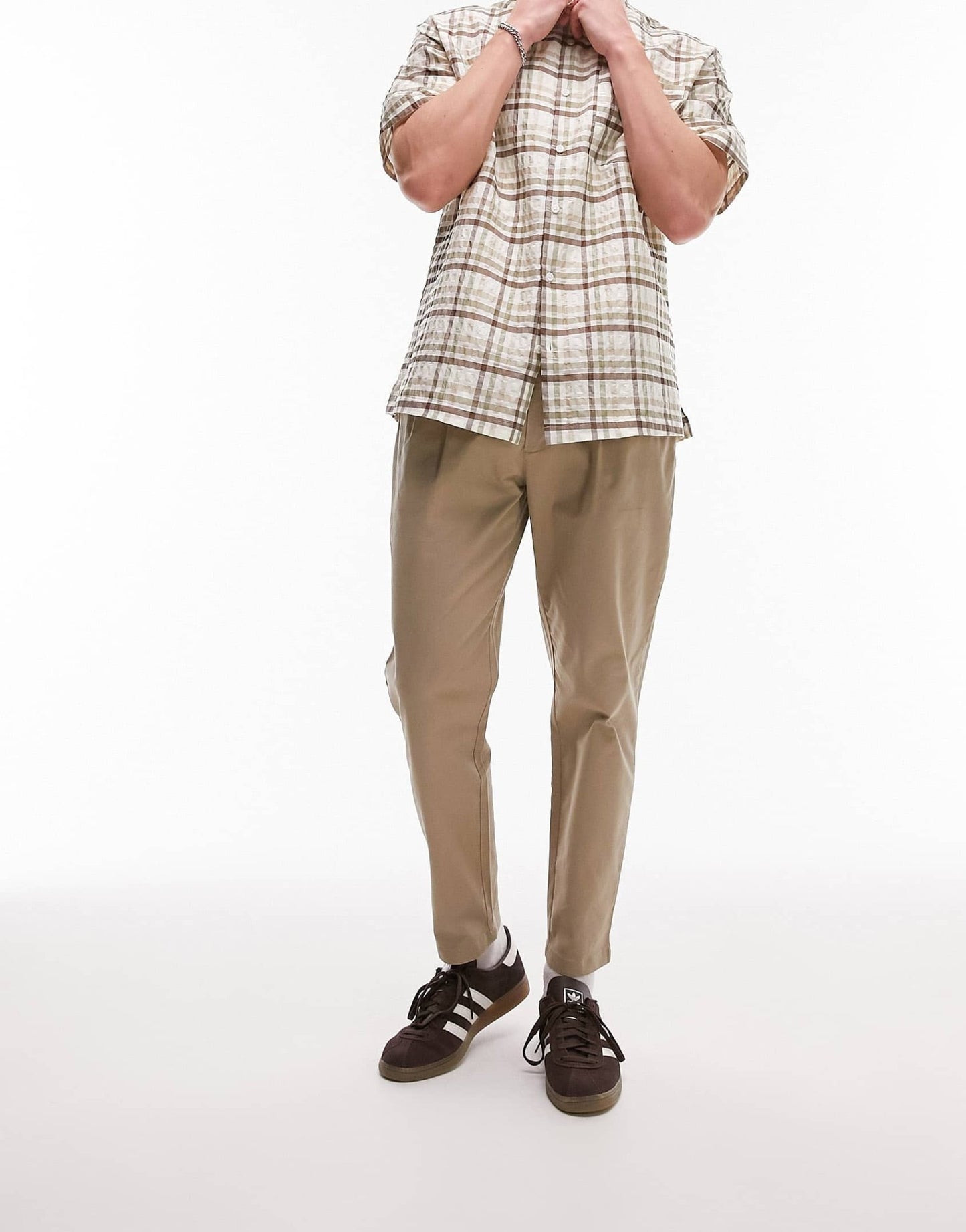 Topman tapered chino trousers in stone - ASOS Sample Sale