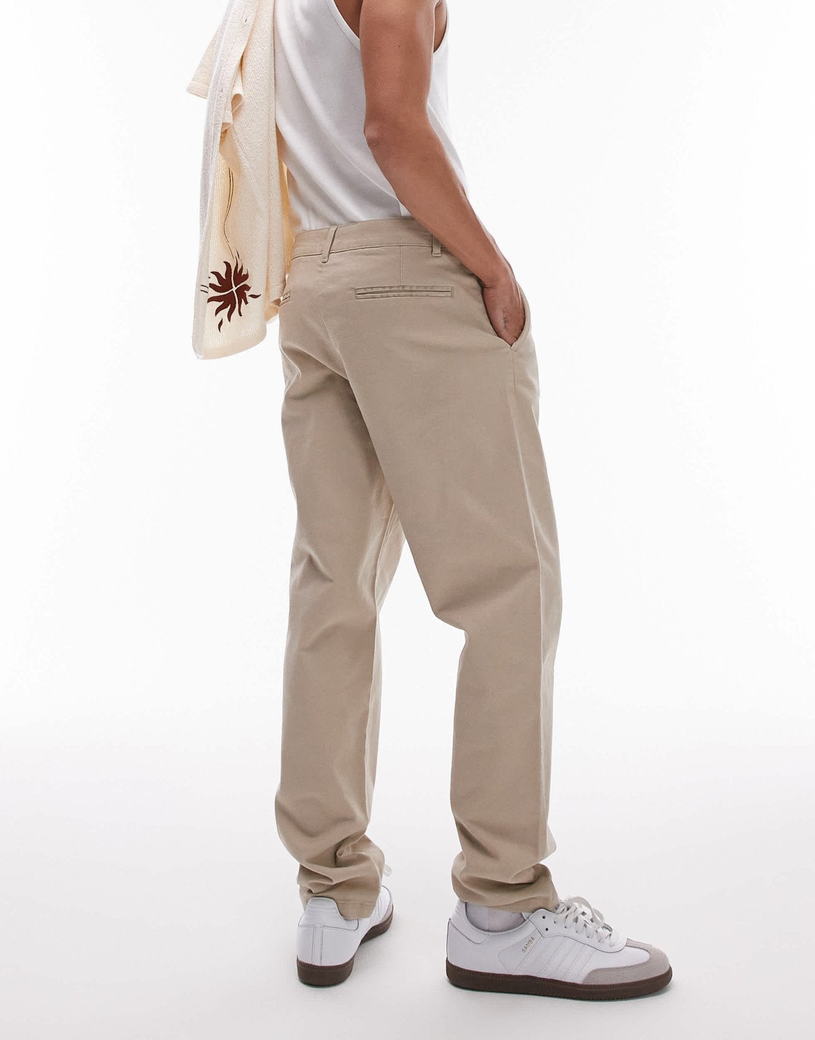 Topman tapered chino trousers in stone - ASOS Sample Sale