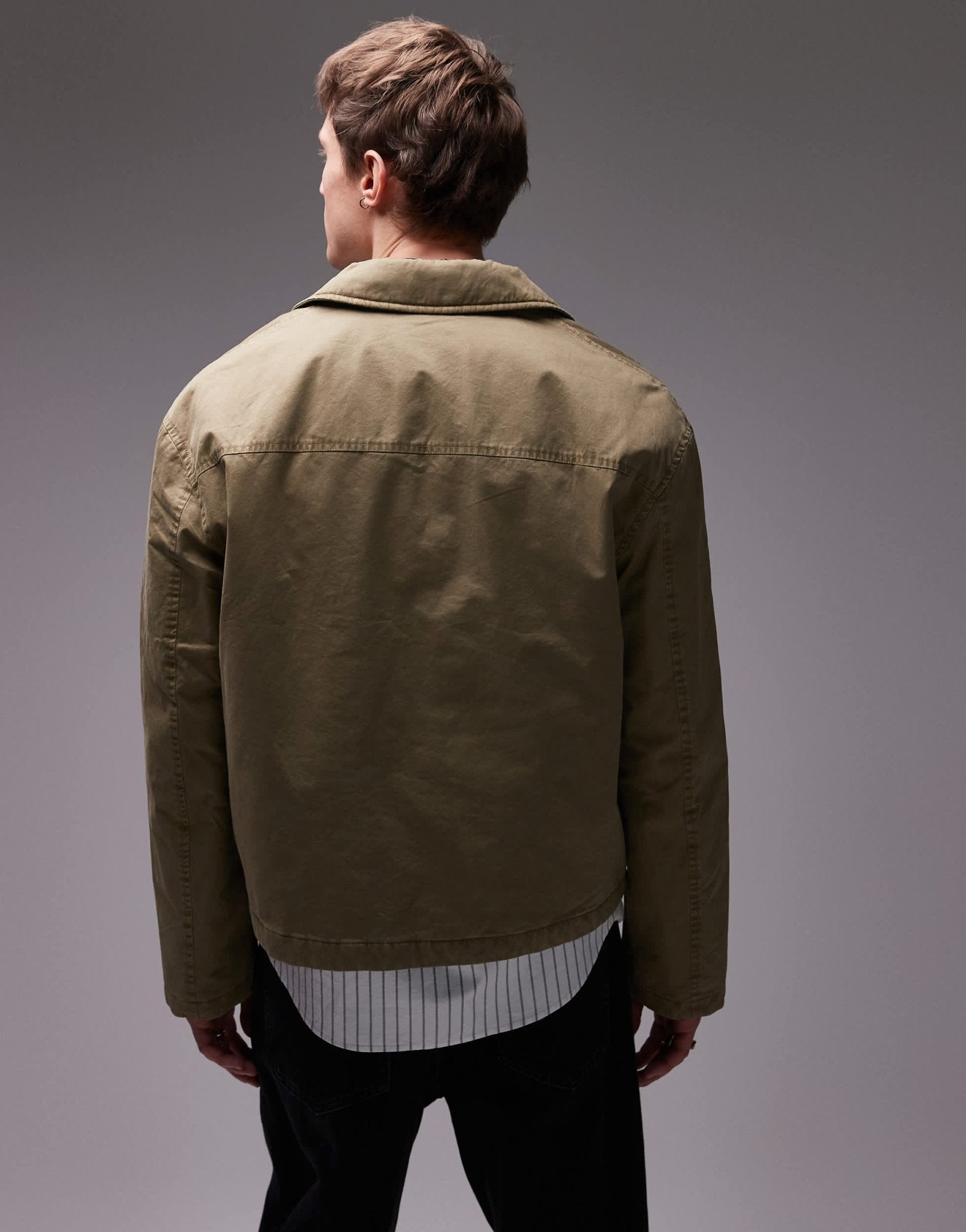 Topman twill Harrington jacket in khaki - ASOS Sample Sale