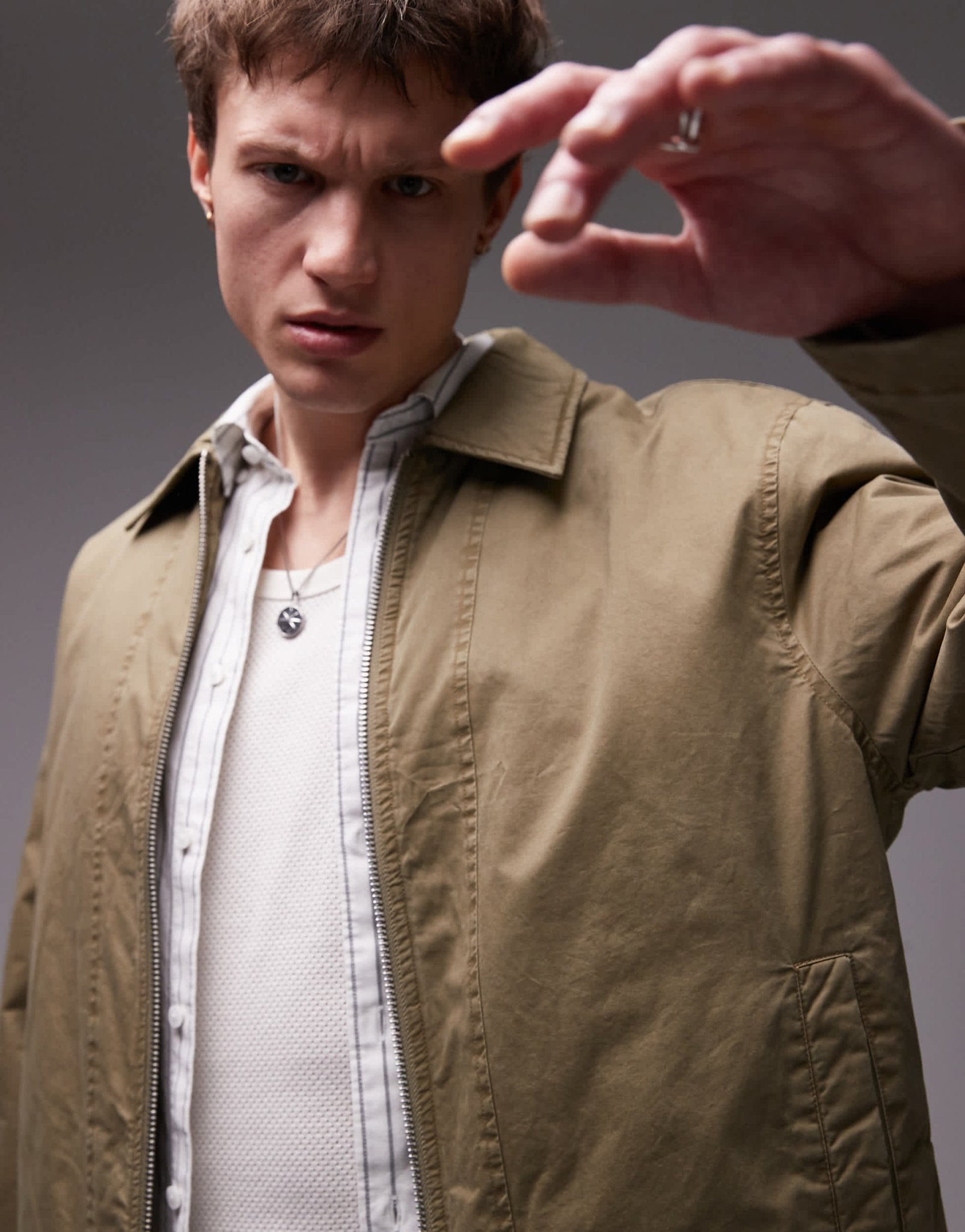 Topman twill Harrington jacket in khaki - ASOS Sample Sale