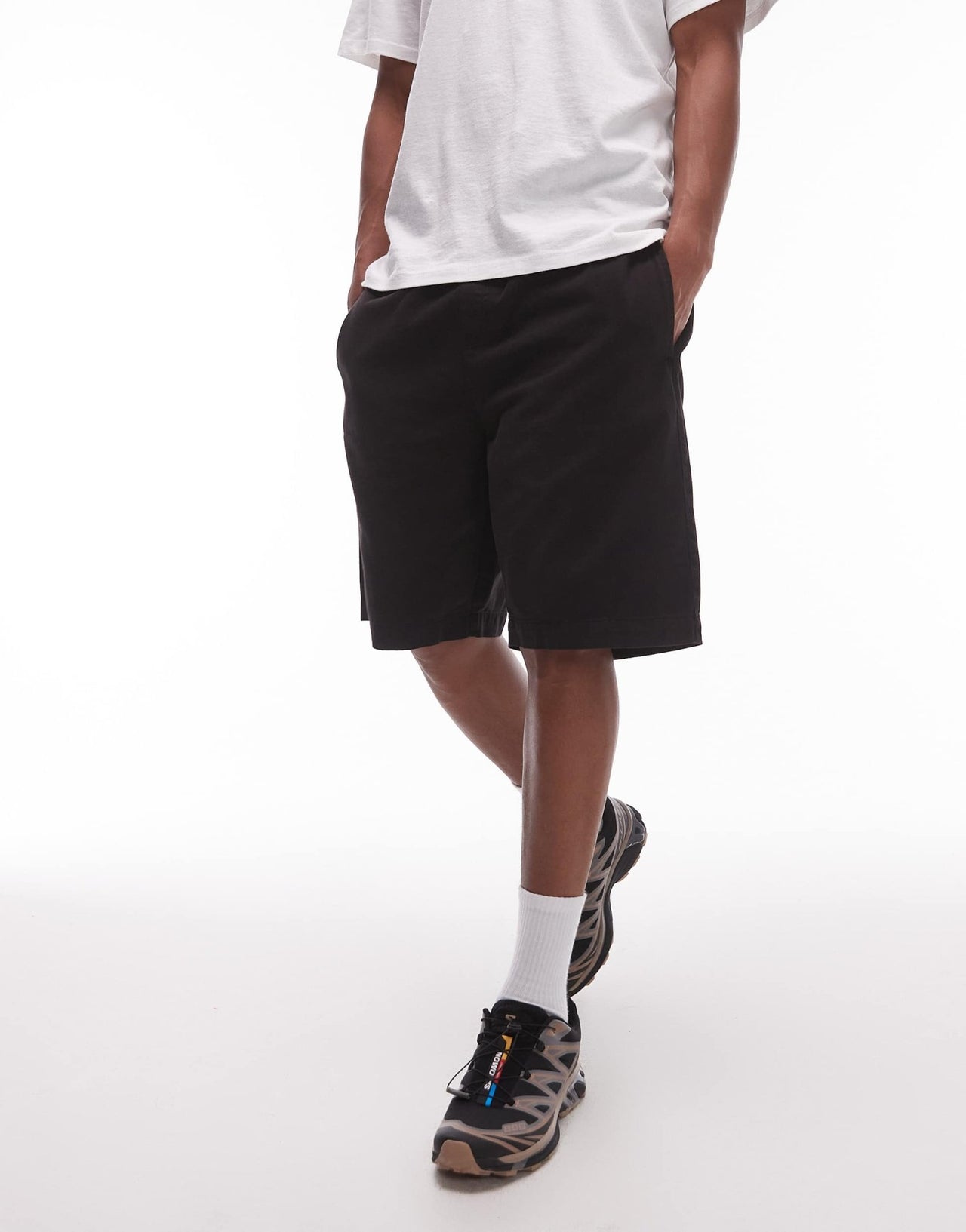 Topman washed cotton chino shorts in black - ASOS Sample Sale