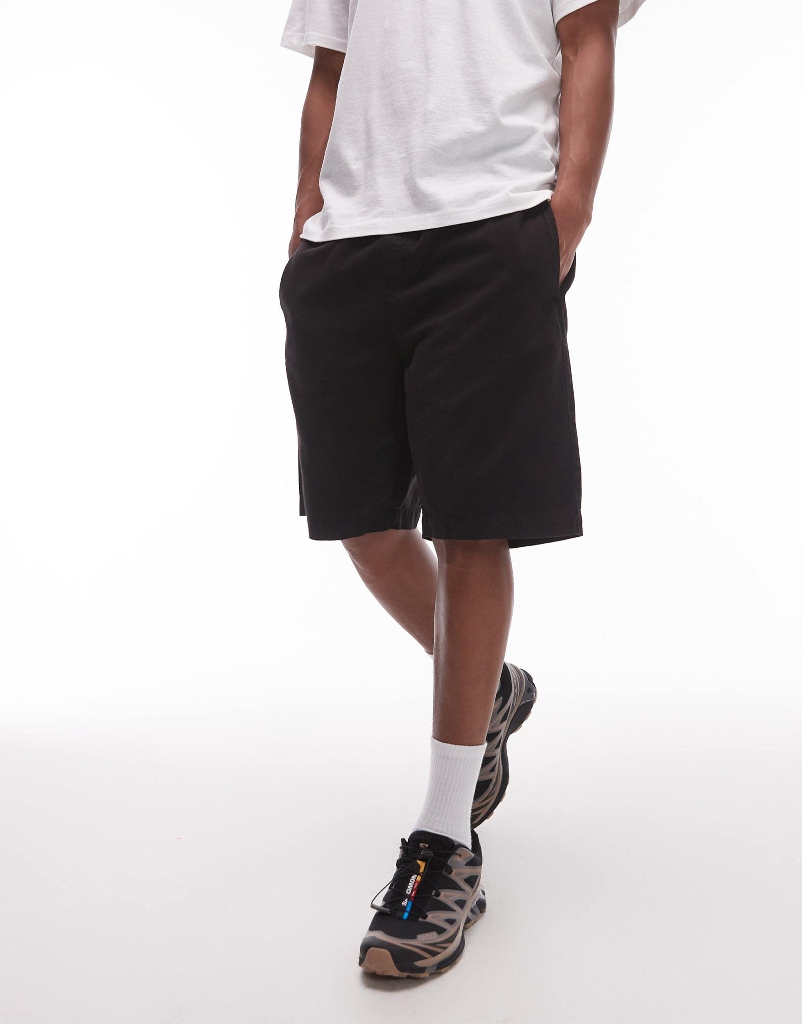 Topman washed cotton chino shorts in black - ASOS Sample Sale