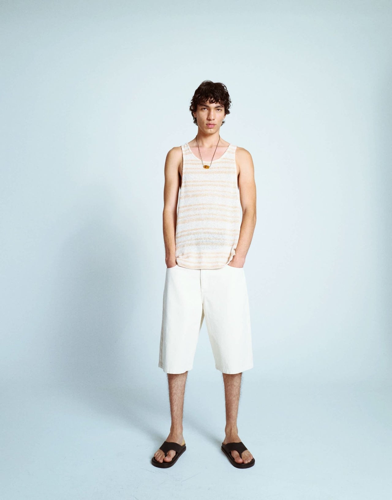 Topman washed twill shorts in neutral - ASOS Sample Sale