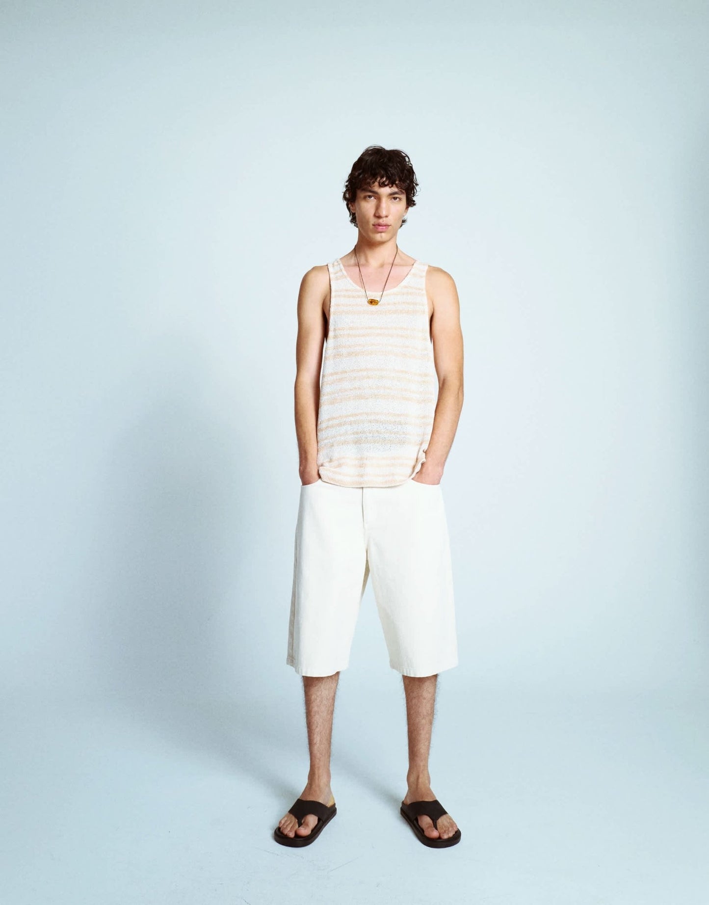 Topman washed twill shorts in neutral - ASOS Sample Sale