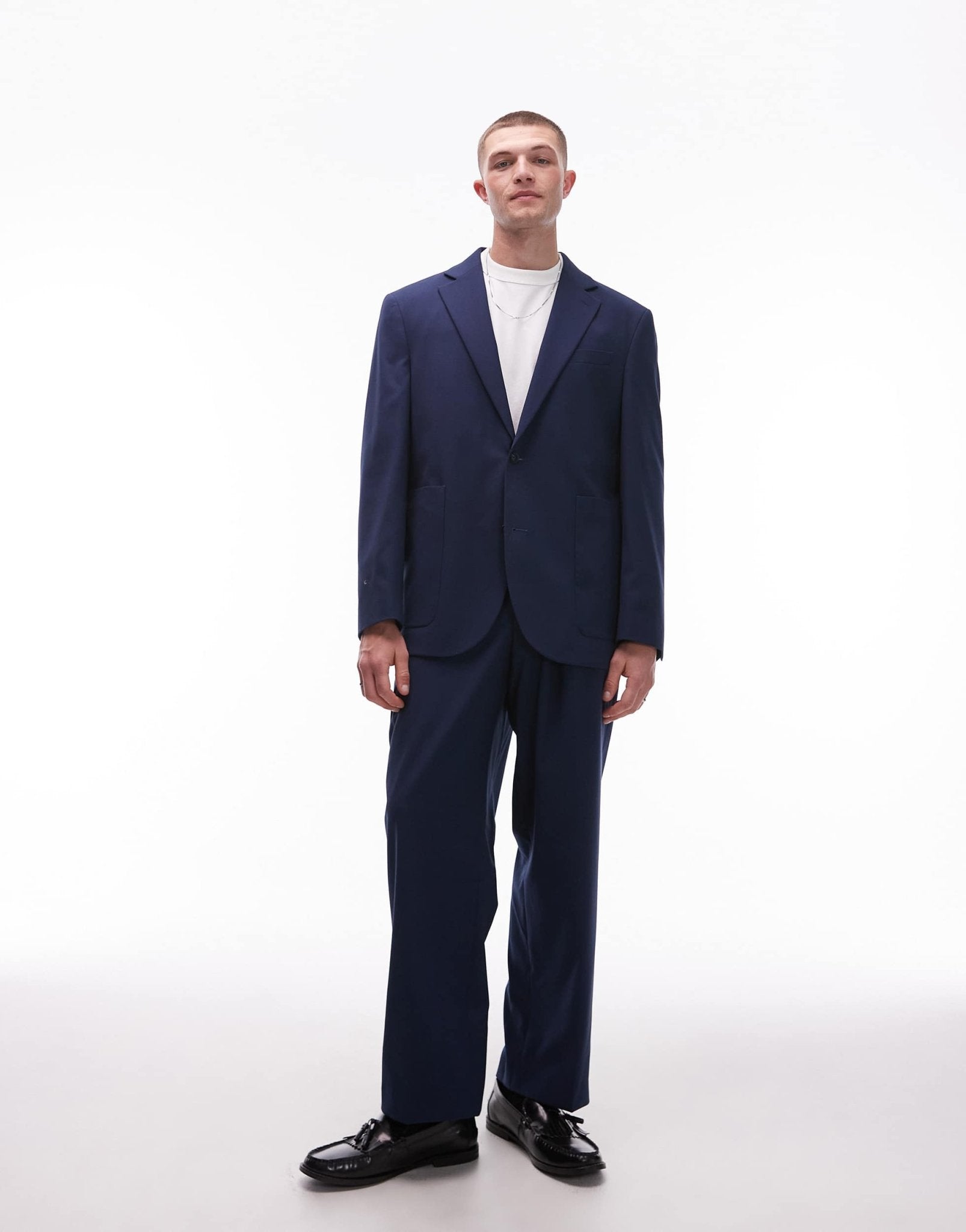 Topman wide leg suit trousers in blue - ASOS Sample Sale