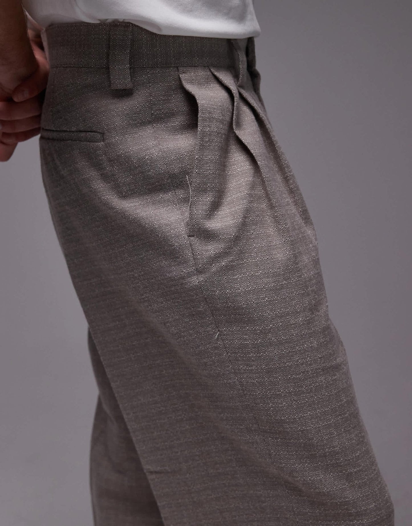 Topman wide leg texture suit trousers in stone - ASOS Sample Sale