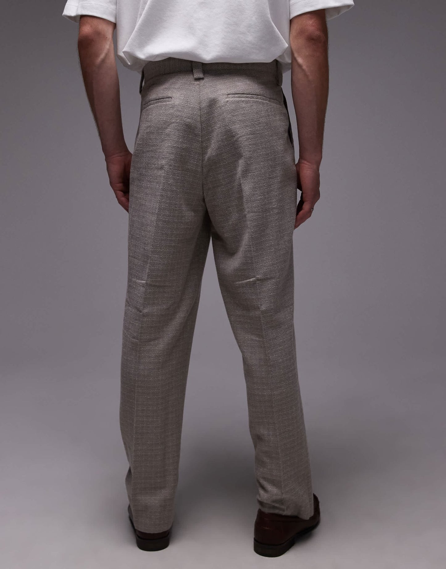 Topman wide leg texture suit trousers in stone - ASOS Sample Sale
