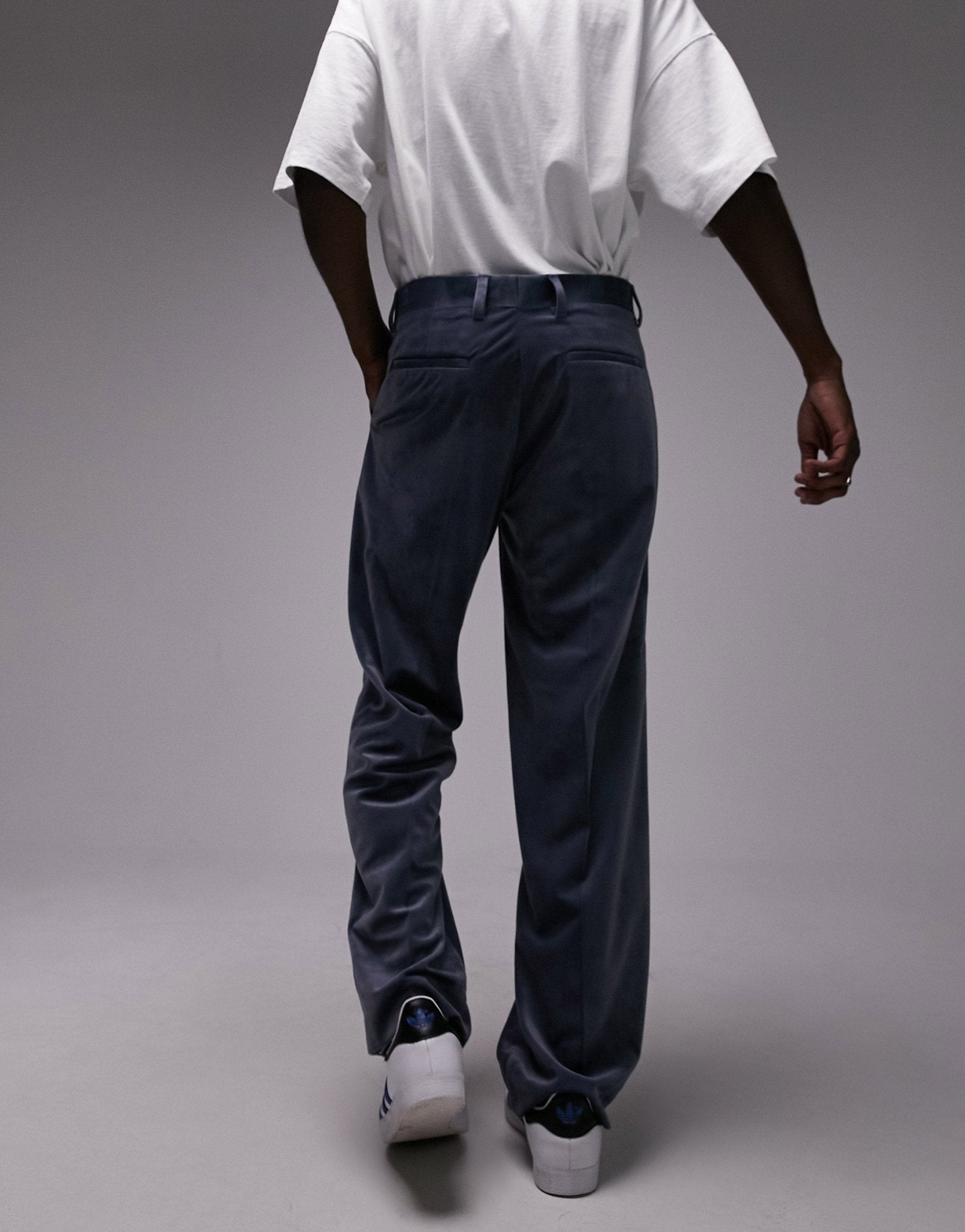 Topman wide leg velvet trousers in blue - ASOS Sample Sale