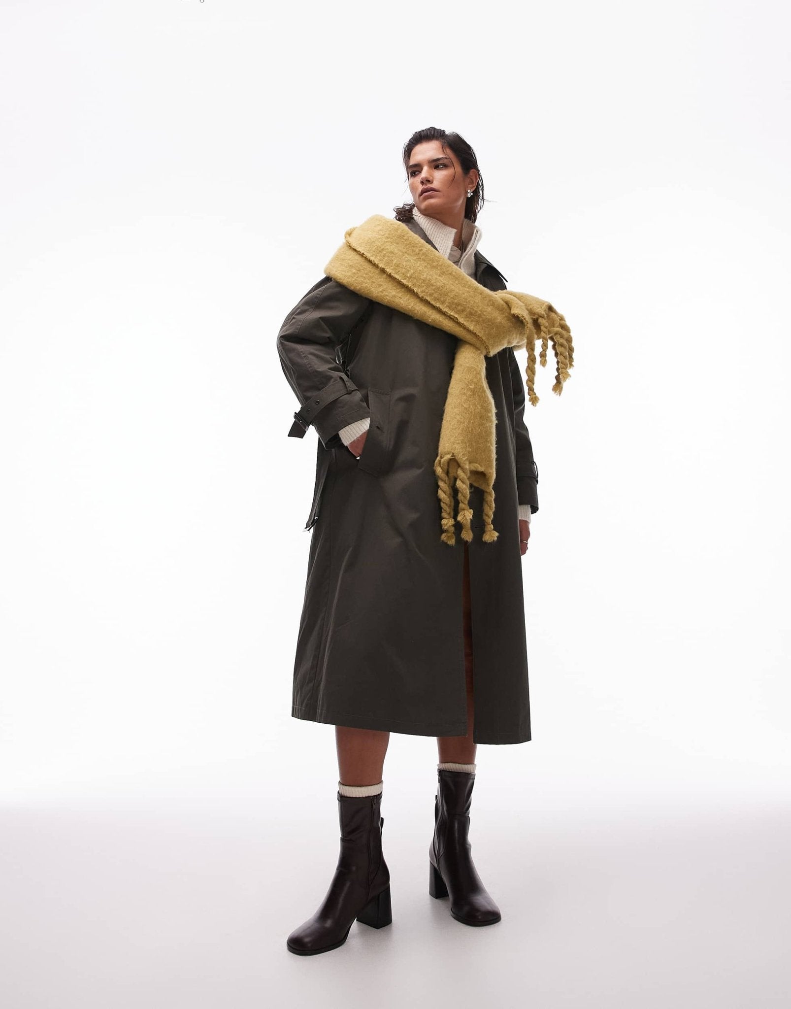 Topshop 2in1 liner trench coat in dark green - ASOS Sample Sale