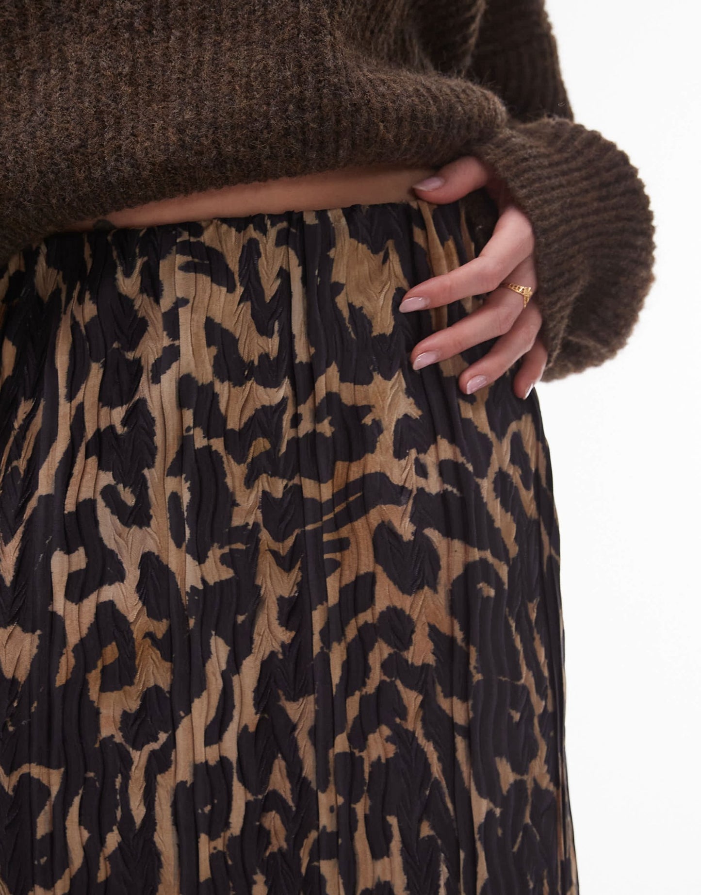 Topshop abstract animal plisse midaxi skirt in multi - ASOS Sample Sale