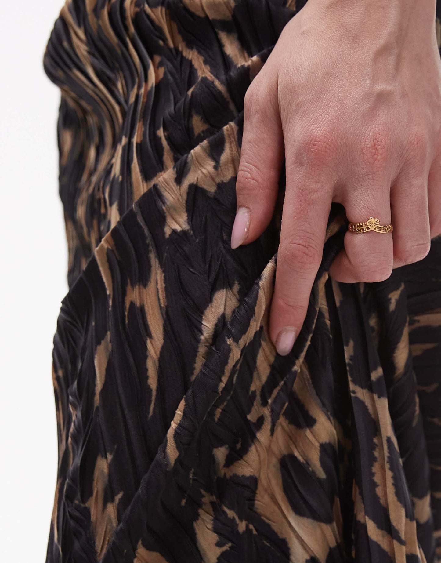 Topshop abstract animal plisse midaxi skirt in multi - ASOS Sample Sale
